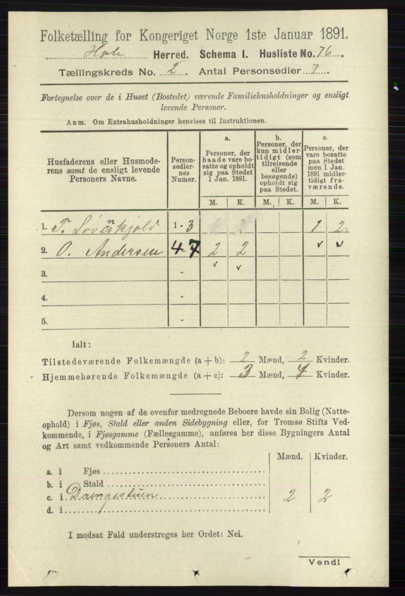 RA, Folketelling 1891 for 0612 Hole herred, 1891, s. 728