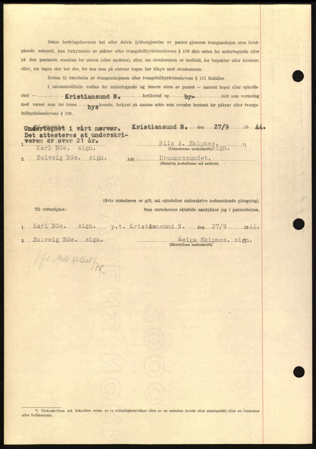 Nordmøre sorenskriveri, AV/SAT-A-4132/1/2/2Ca: Pantebok nr. B92, 1944-1945, Dagboknr: 1694/1944