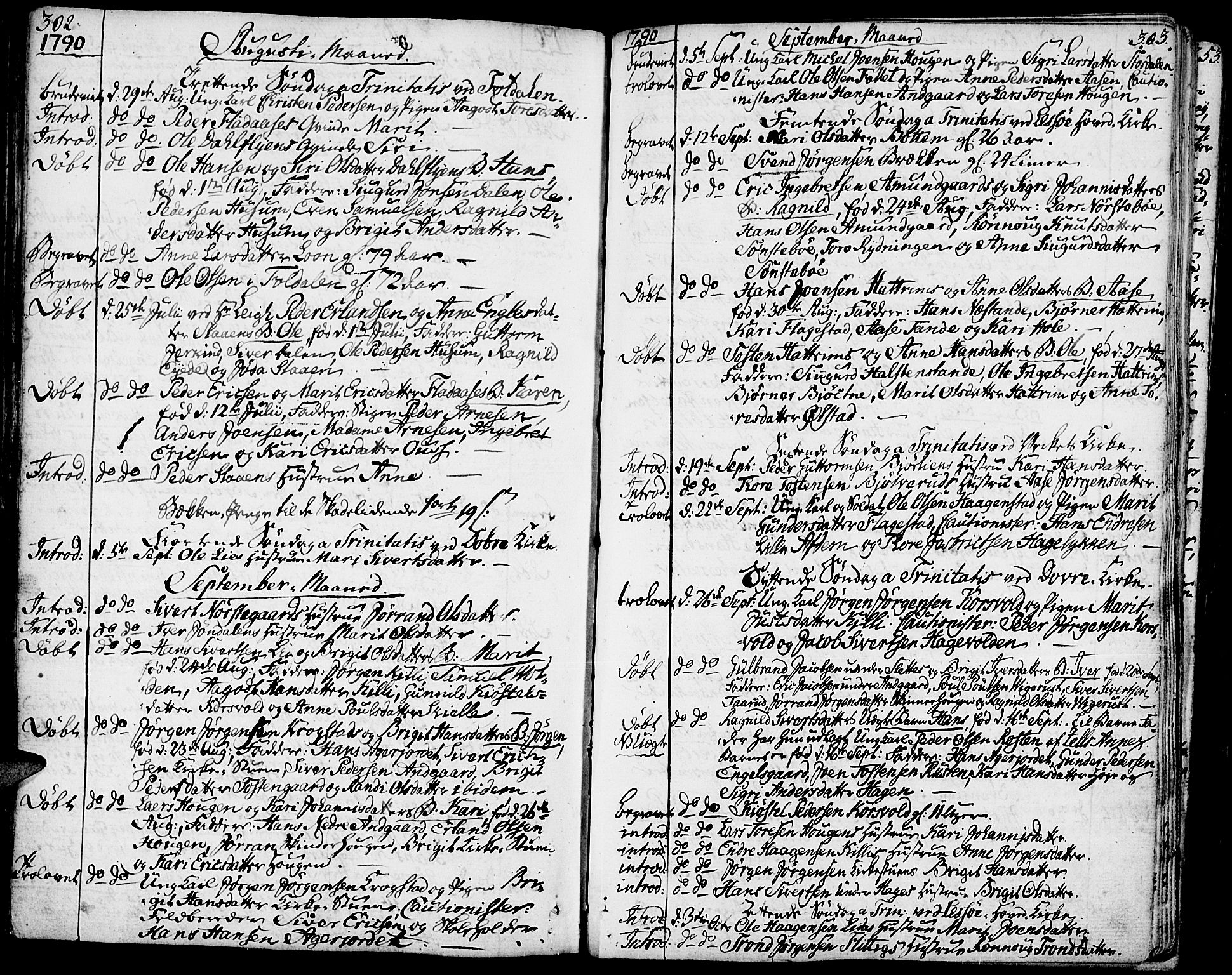 Lesja prestekontor, AV/SAH-PREST-068/H/Ha/Haa/L0003: Ministerialbok nr. 3, 1777-1819, s. 302-303