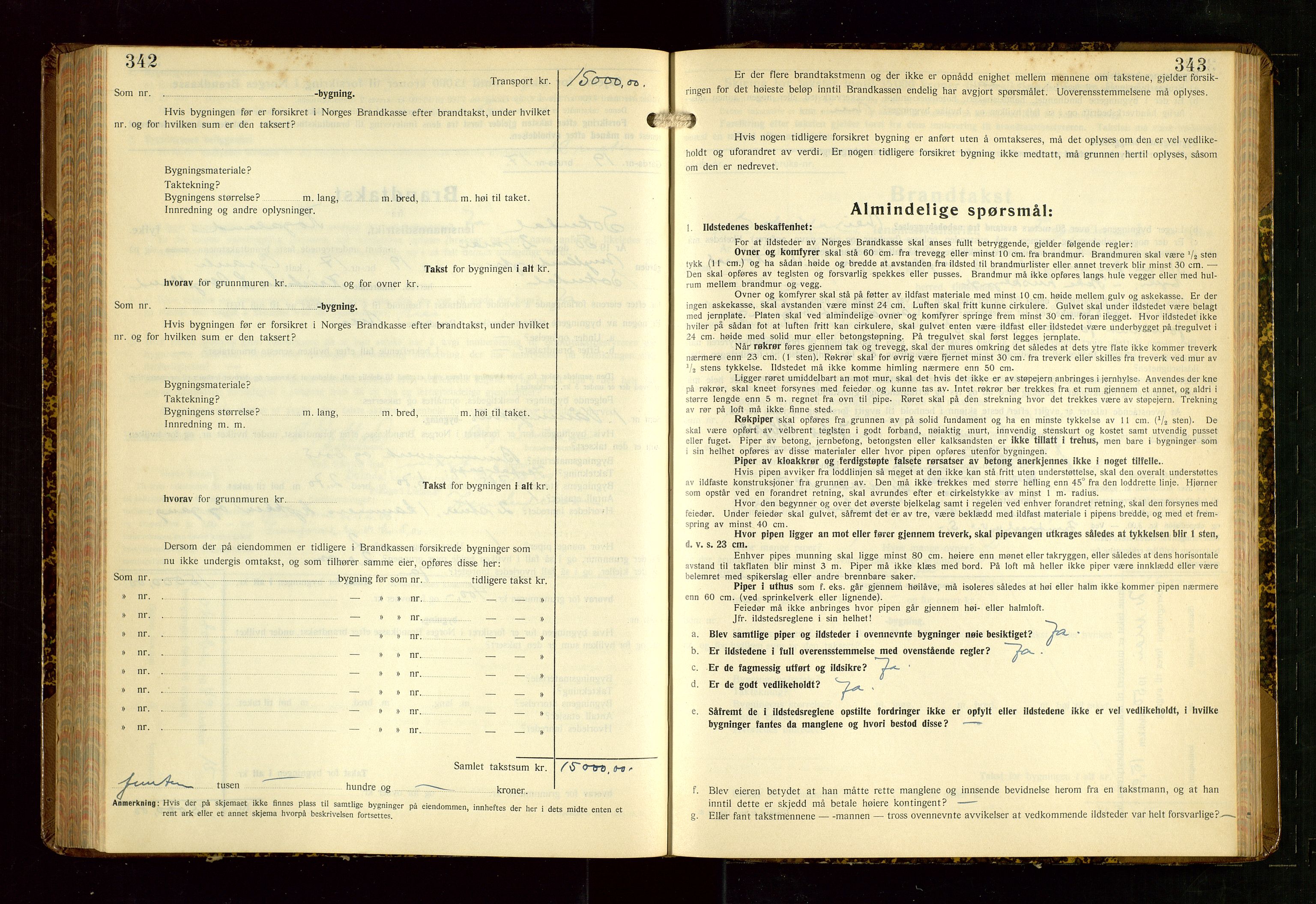 Sokndal lensmannskontor, SAST/A-100417/Gob/L0008: "Brandtakst-Protokoll", 1937-1955, s. 342-343