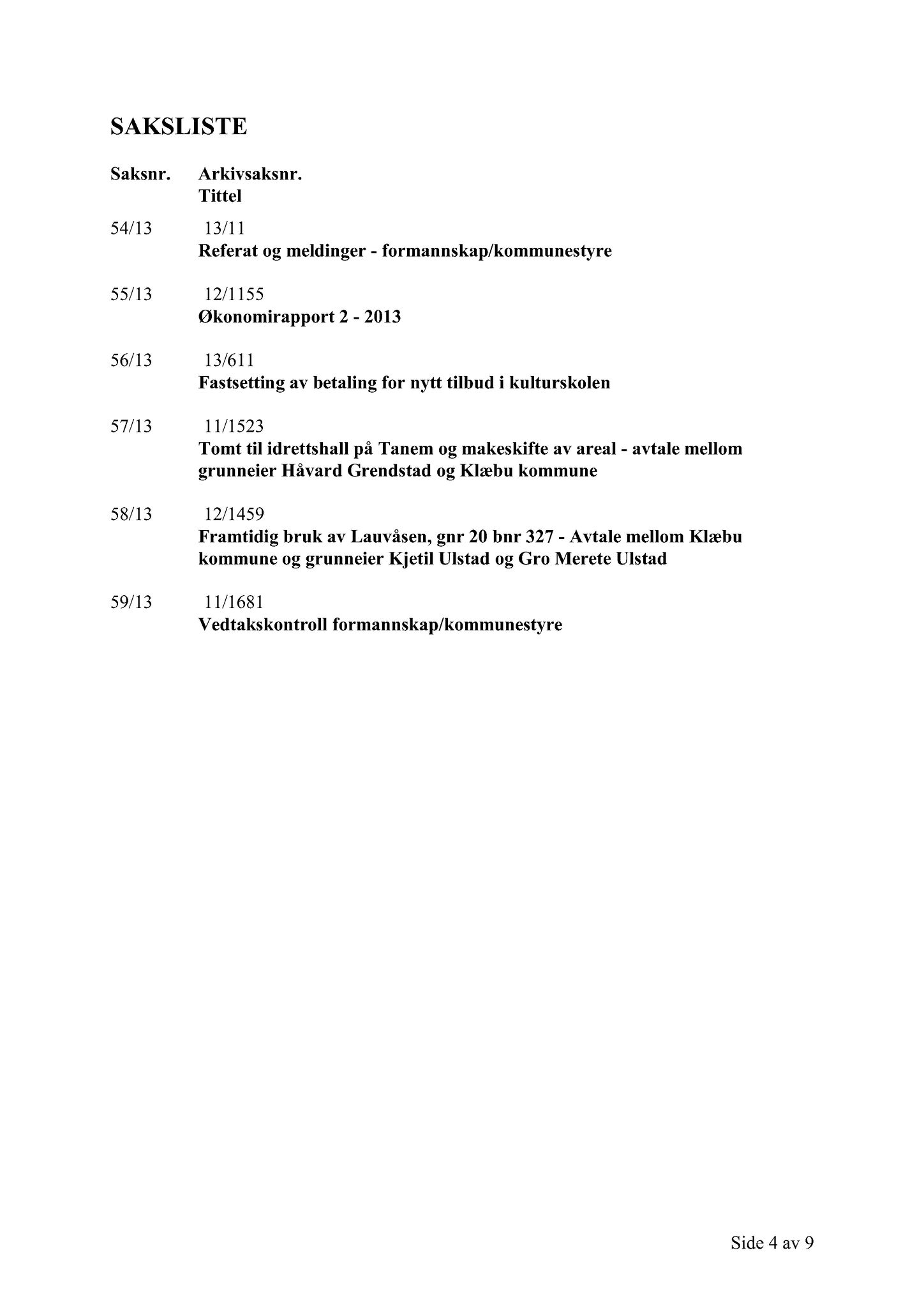 Klæbu Kommune, TRKO/KK/02-FS/L006: Formannsskapet - Møtedokumenter, 2013, s. 1315