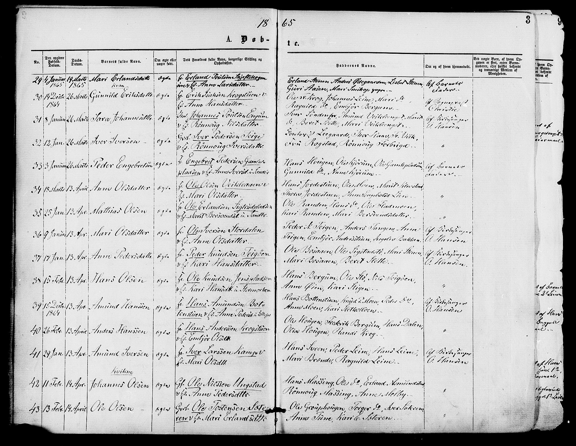 Nord-Fron prestekontor, AV/SAH-PREST-080/H/Ha/Haa/L0002: Ministerialbok nr. 2, 1865-1883, s. 3