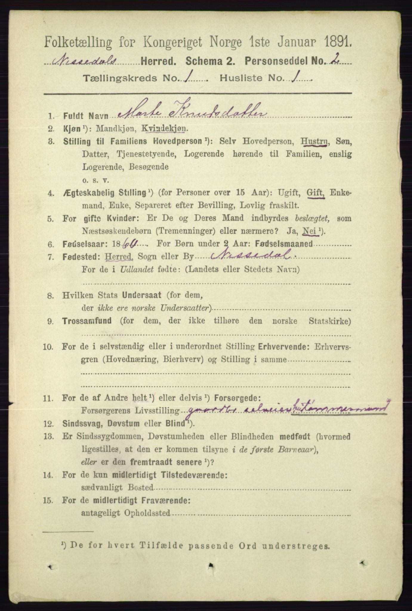 RA, Folketelling 1891 for 0830 Nissedal herred, 1891, s. 64
