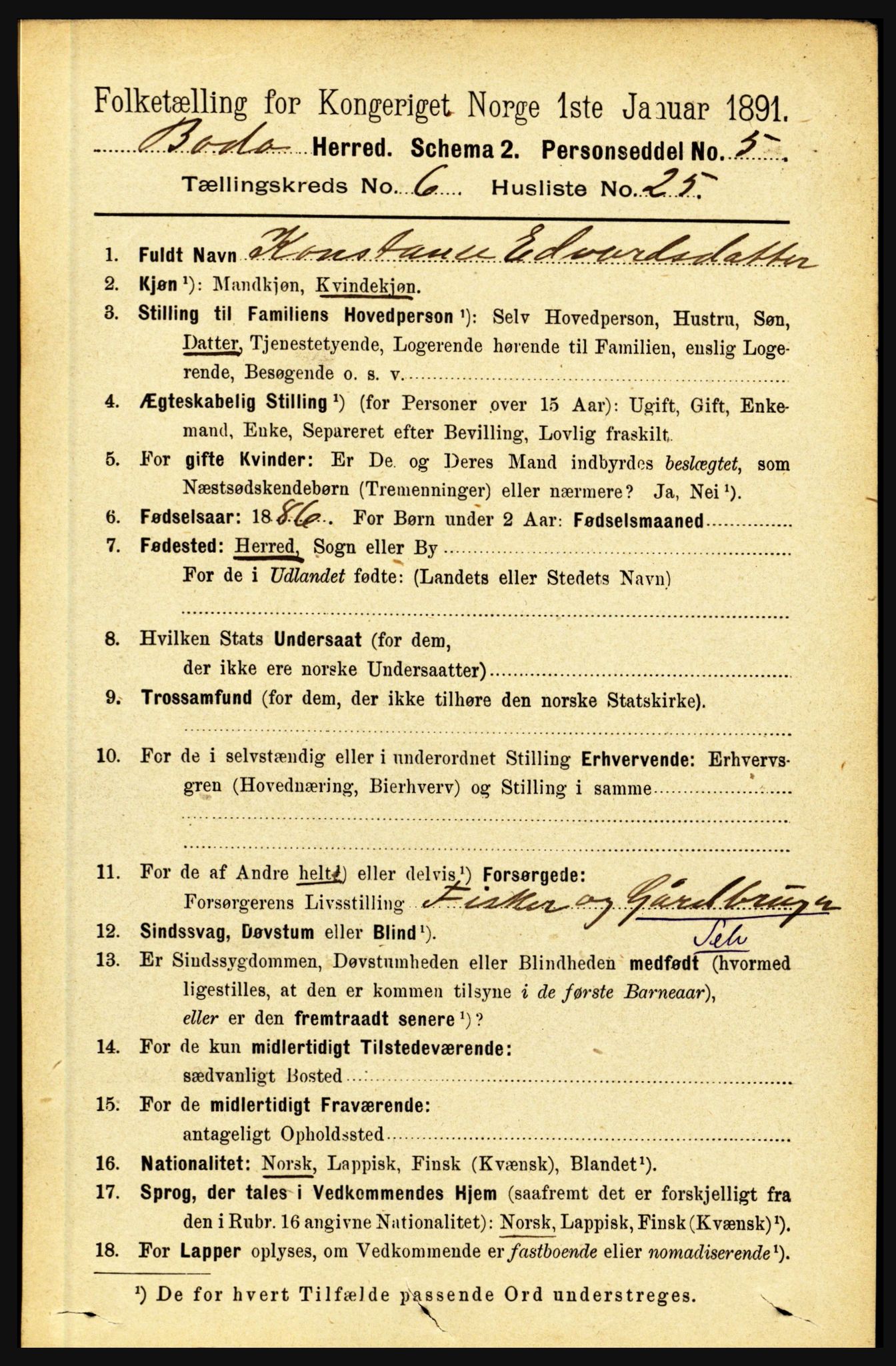 RA, Folketelling 1891 for 1843 Bodø herred, 1891, s. 4065