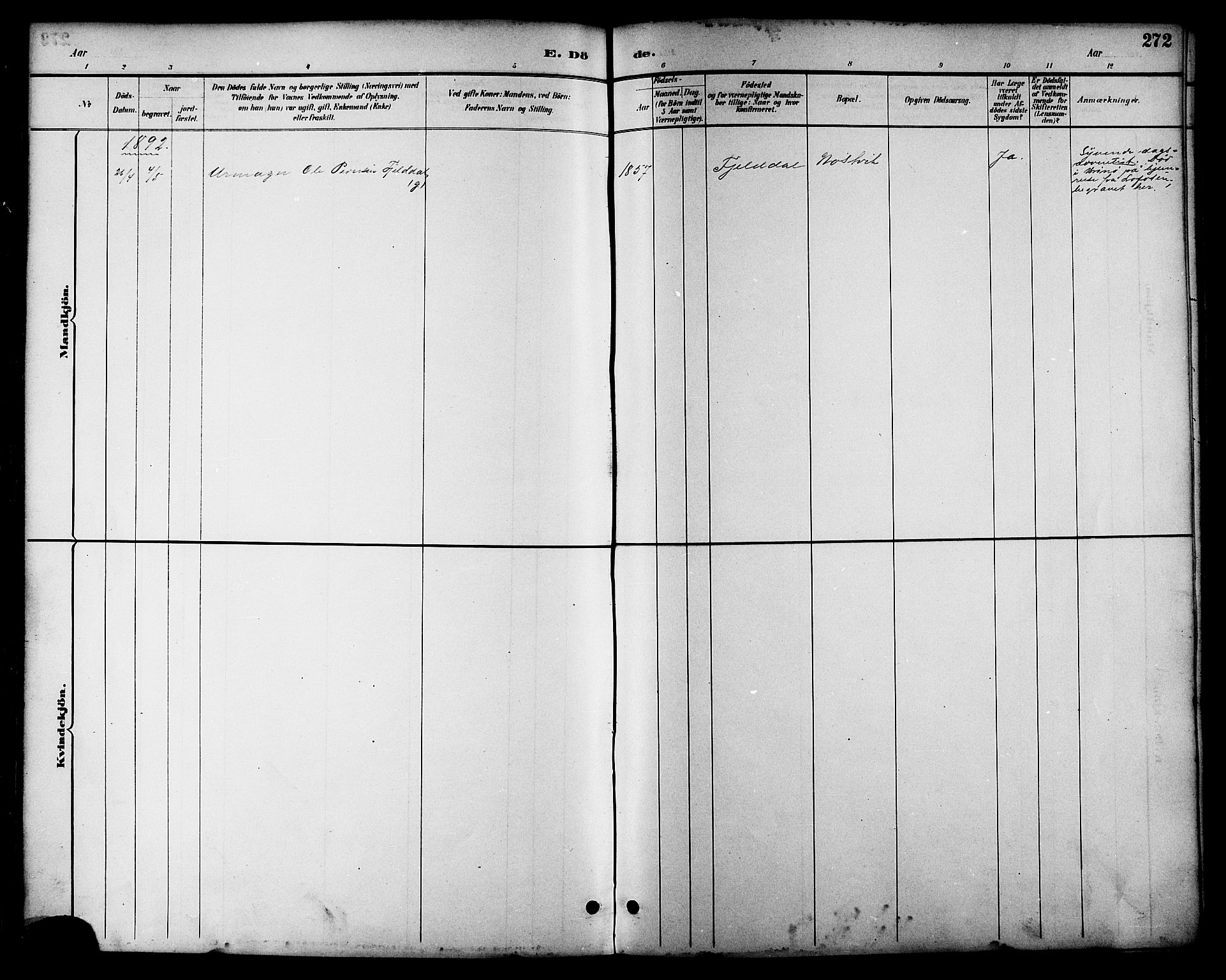 Ministerialprotokoller, klokkerbøker og fødselsregistre - Nordland, SAT/A-1459/814/L0230: Klokkerbok nr. 814C03, 1884-1911, s. 272