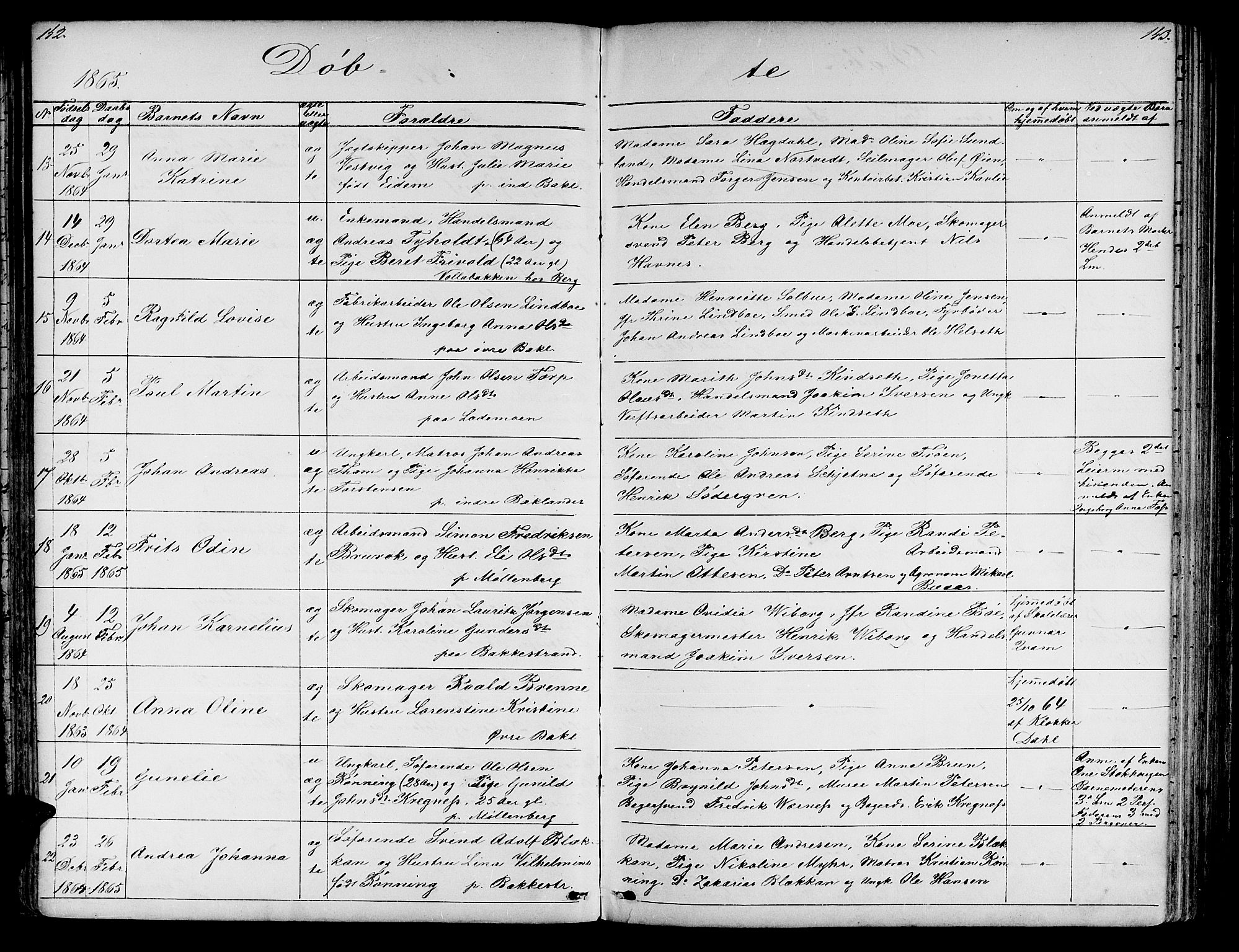 Ministerialprotokoller, klokkerbøker og fødselsregistre - Sør-Trøndelag, SAT/A-1456/604/L0219: Klokkerbok nr. 604C02, 1851-1869, s. 142-143