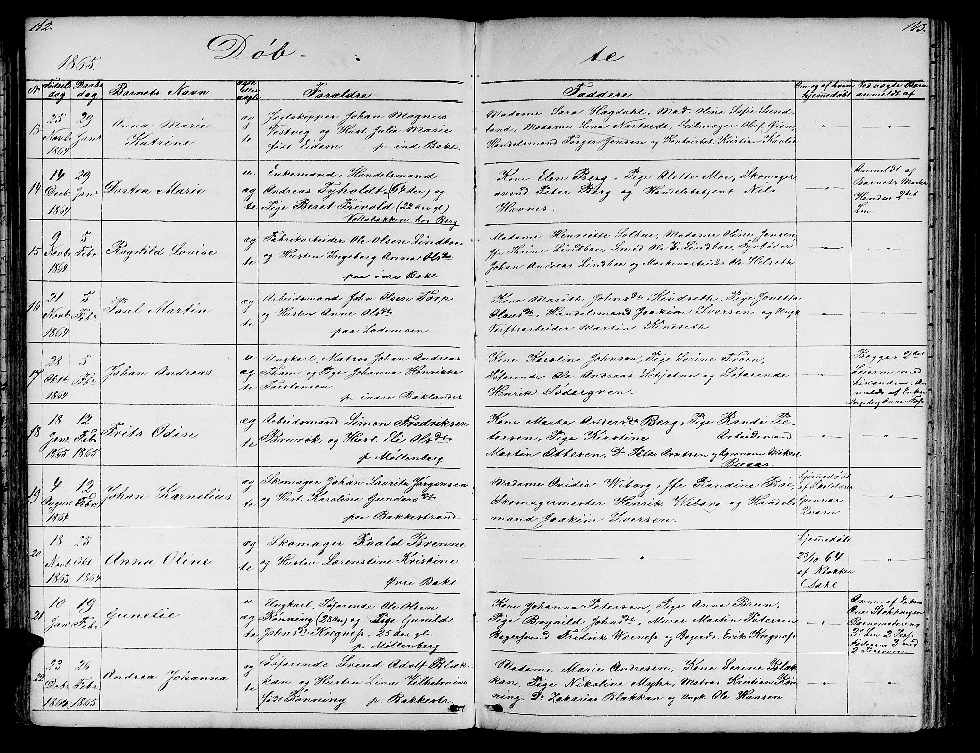 Ministerialprotokoller, klokkerbøker og fødselsregistre - Sør-Trøndelag, AV/SAT-A-1456/604/L0219: Klokkerbok nr. 604C02, 1851-1869, s. 142-143