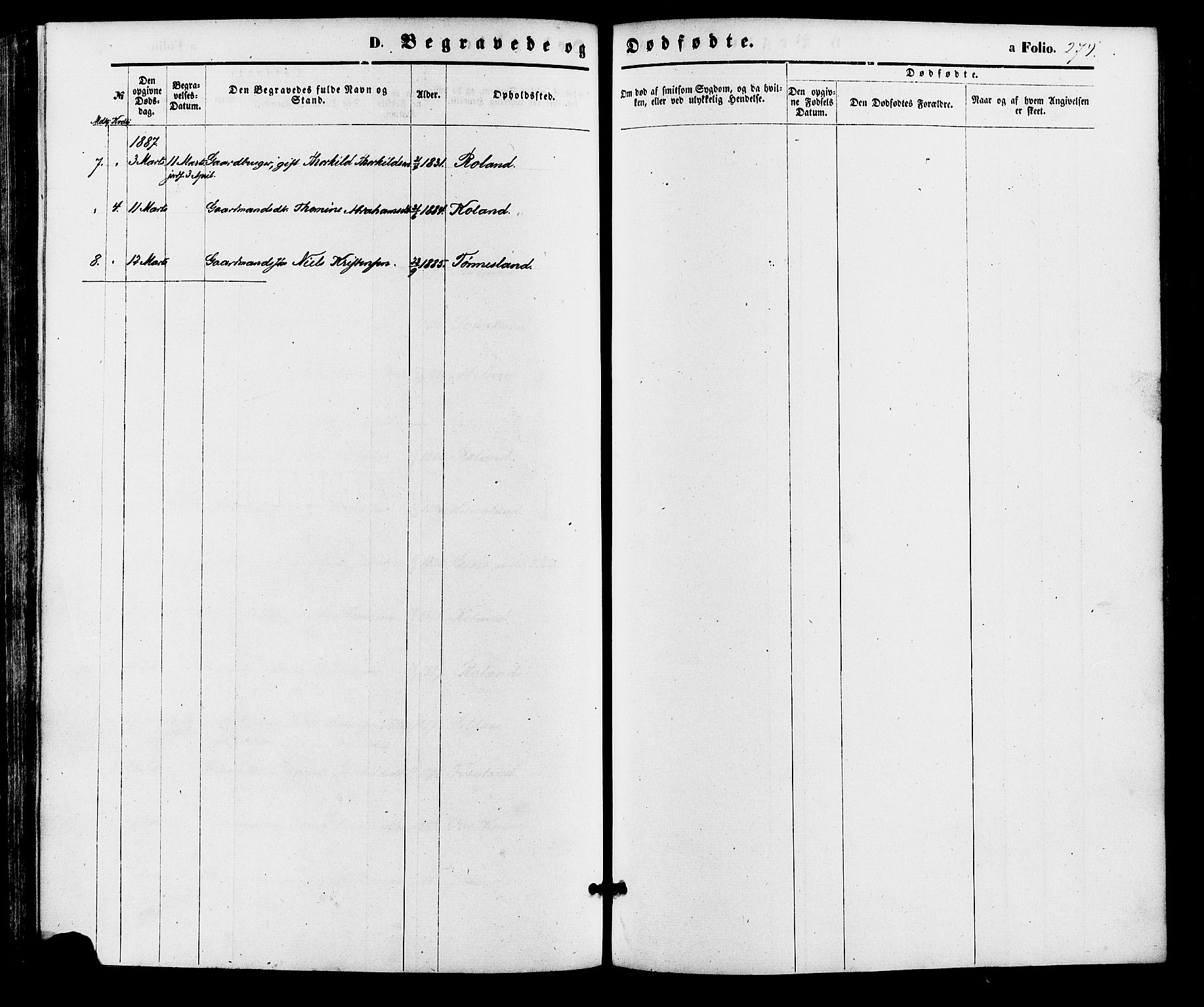 Bjelland sokneprestkontor, AV/SAK-1111-0005/F/Fa/Faa/L0003: Ministerialbok nr. A 3, 1867-1887, s. 274