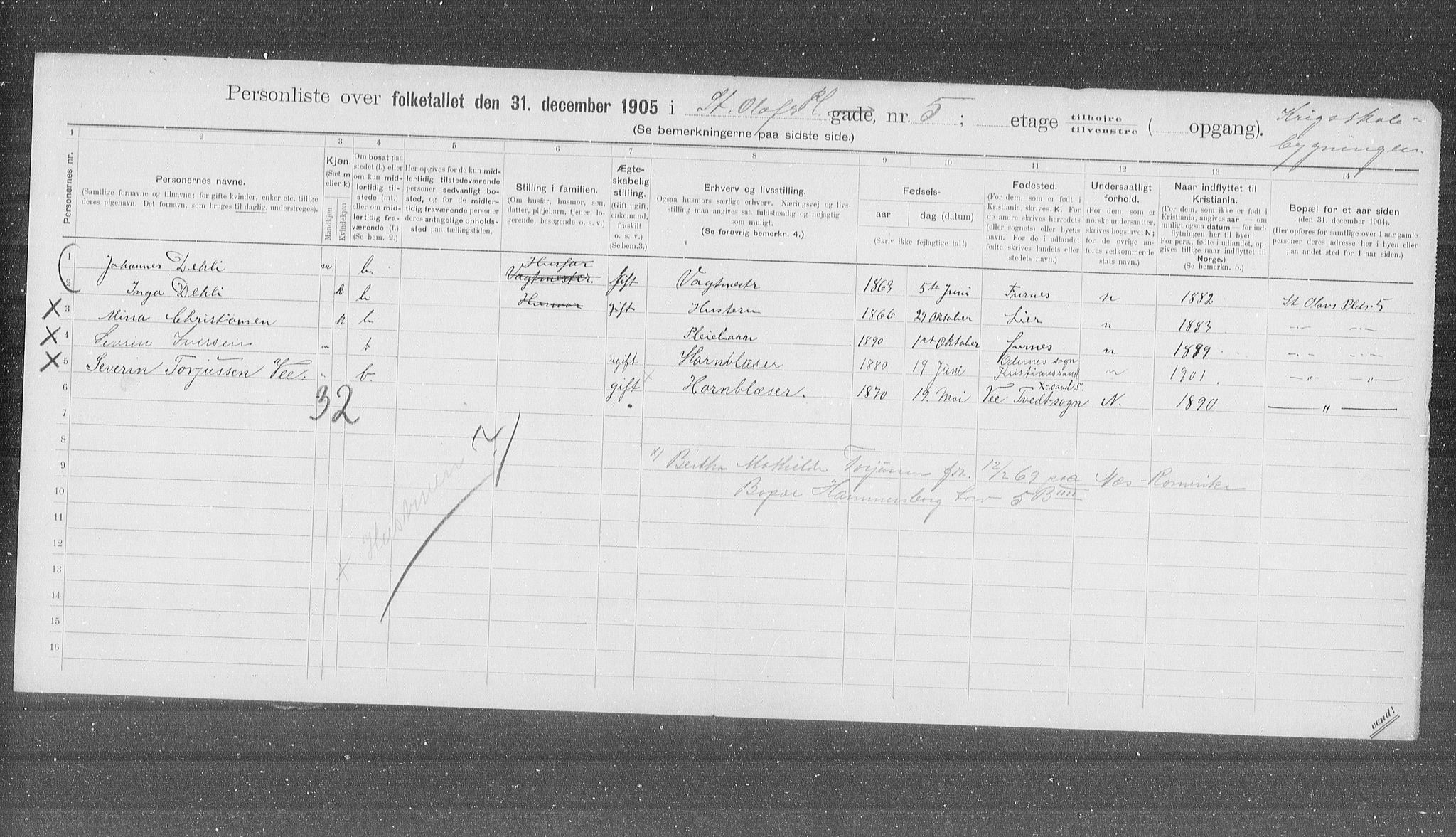 OBA, Kommunal folketelling 31.12.1905 for Kristiania kjøpstad, 1905, s. 53484