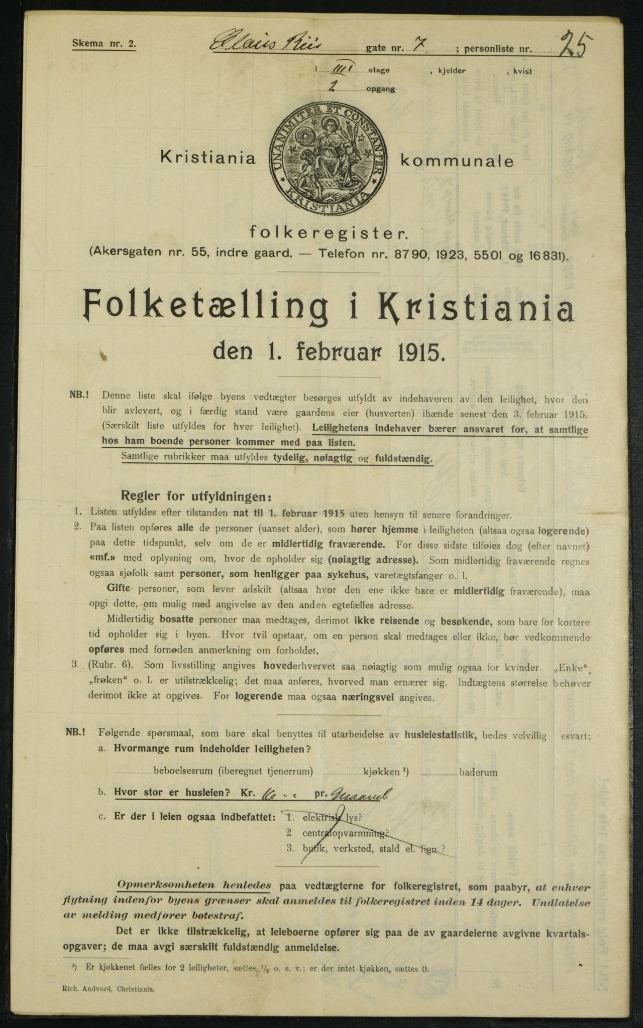 OBA, Kommunal folketelling 1.2.1915 for Kristiania, 1915, s. 12784