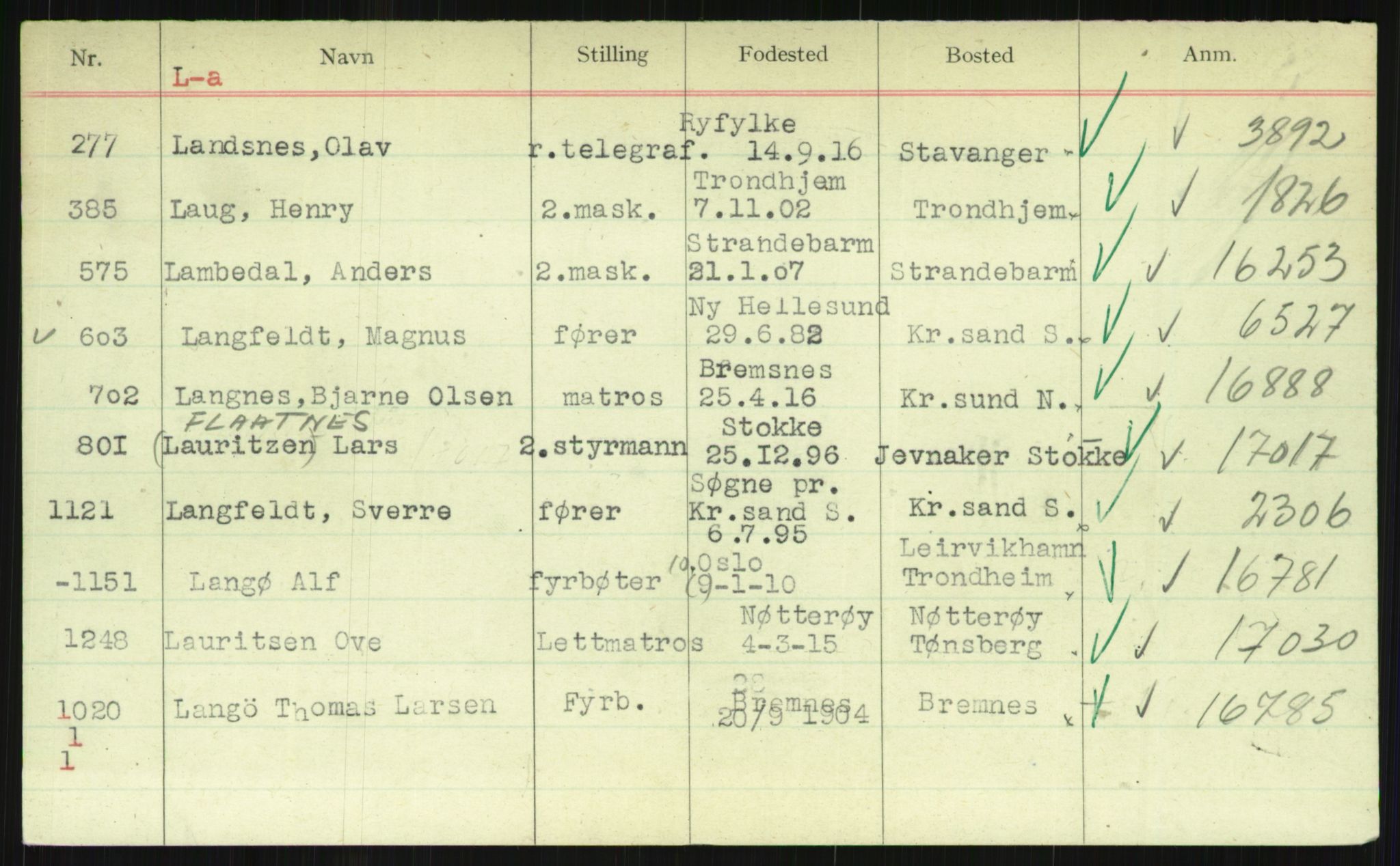 Direktoratet for sjømenn, RA/S-3545/G/Gi/L0003: Kartotek over krigsdekorasjoner tildelt under krigen til nordmenn, 1940-1945, s. 131