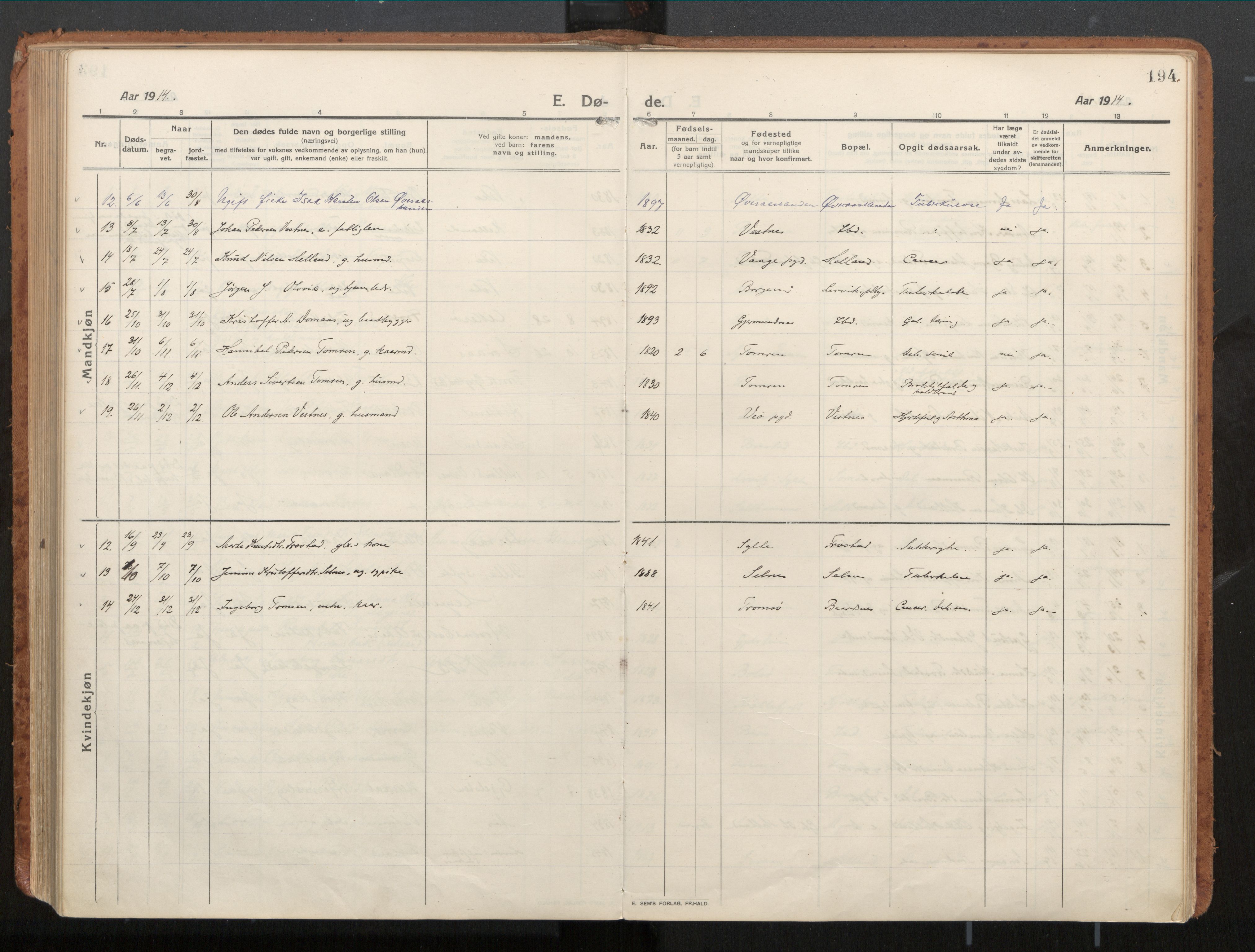 Ministerialprotokoller, klokkerbøker og fødselsregistre - Møre og Romsdal, SAT/A-1454/539/L0534a: Ministerialbok nr. 539A08, 1912-1935, s. 194