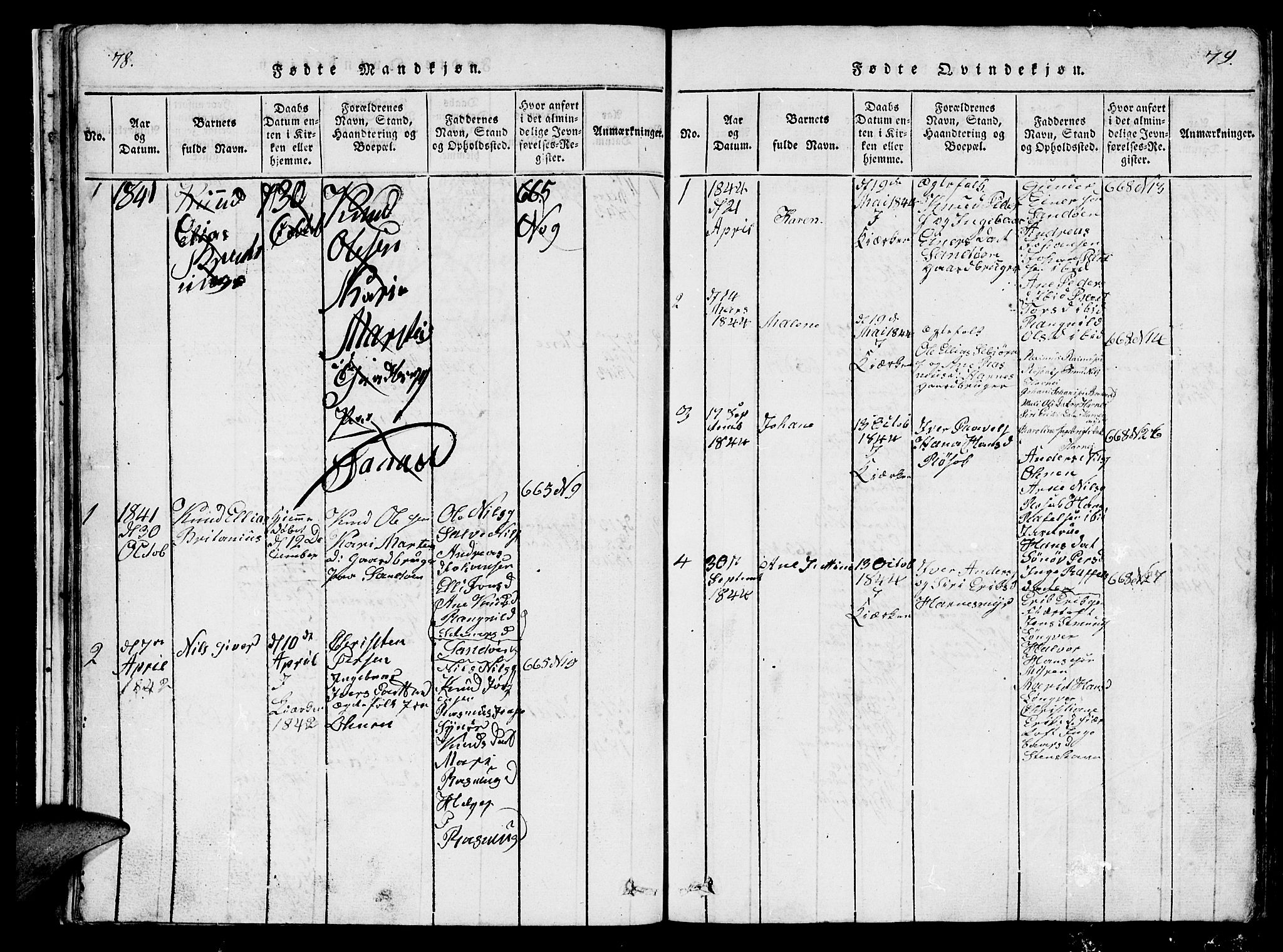 Ministerialprotokoller, klokkerbøker og fødselsregistre - Møre og Romsdal, AV/SAT-A-1454/561/L0731: Klokkerbok nr. 561C01, 1817-1867, s. 78-79