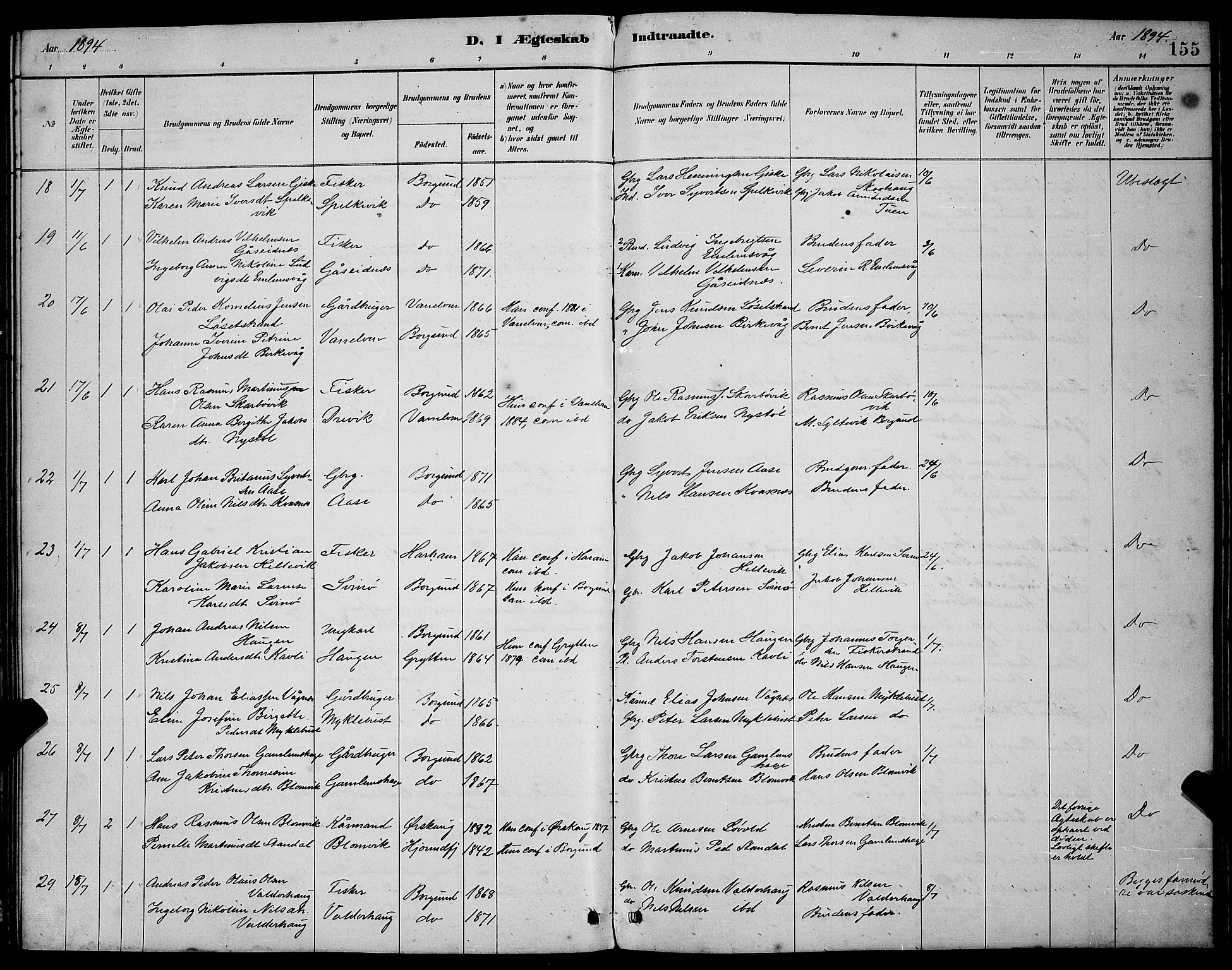 Ministerialprotokoller, klokkerbøker og fødselsregistre - Møre og Romsdal, AV/SAT-A-1454/528/L0430: Klokkerbok nr. 528C11, 1884-1899, s. 155