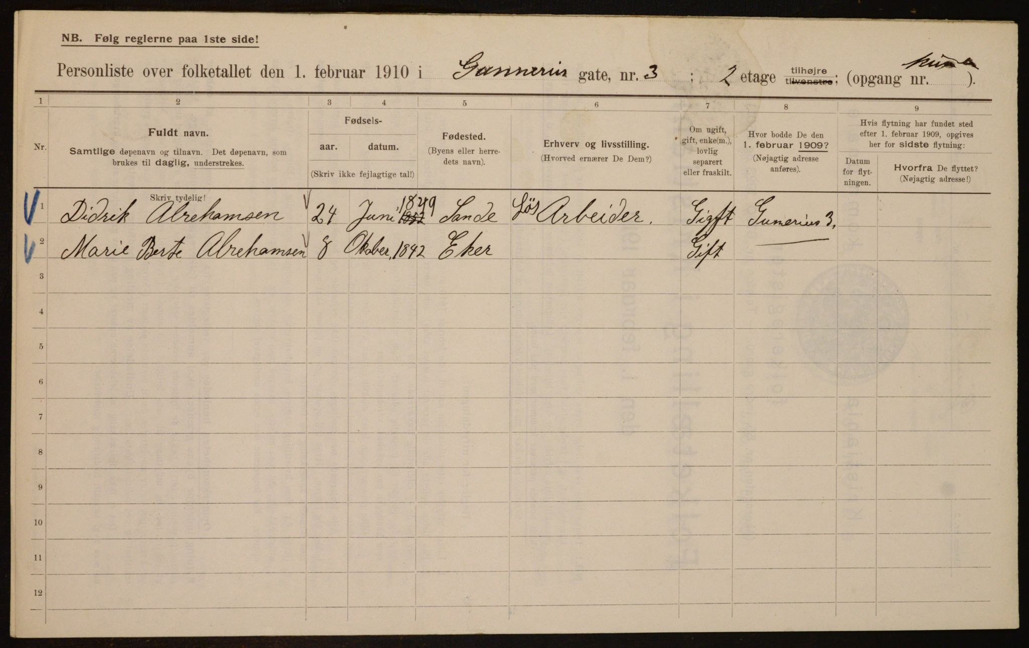 OBA, Kommunal folketelling 1.2.1910 for Kristiania, 1910, s. 5006