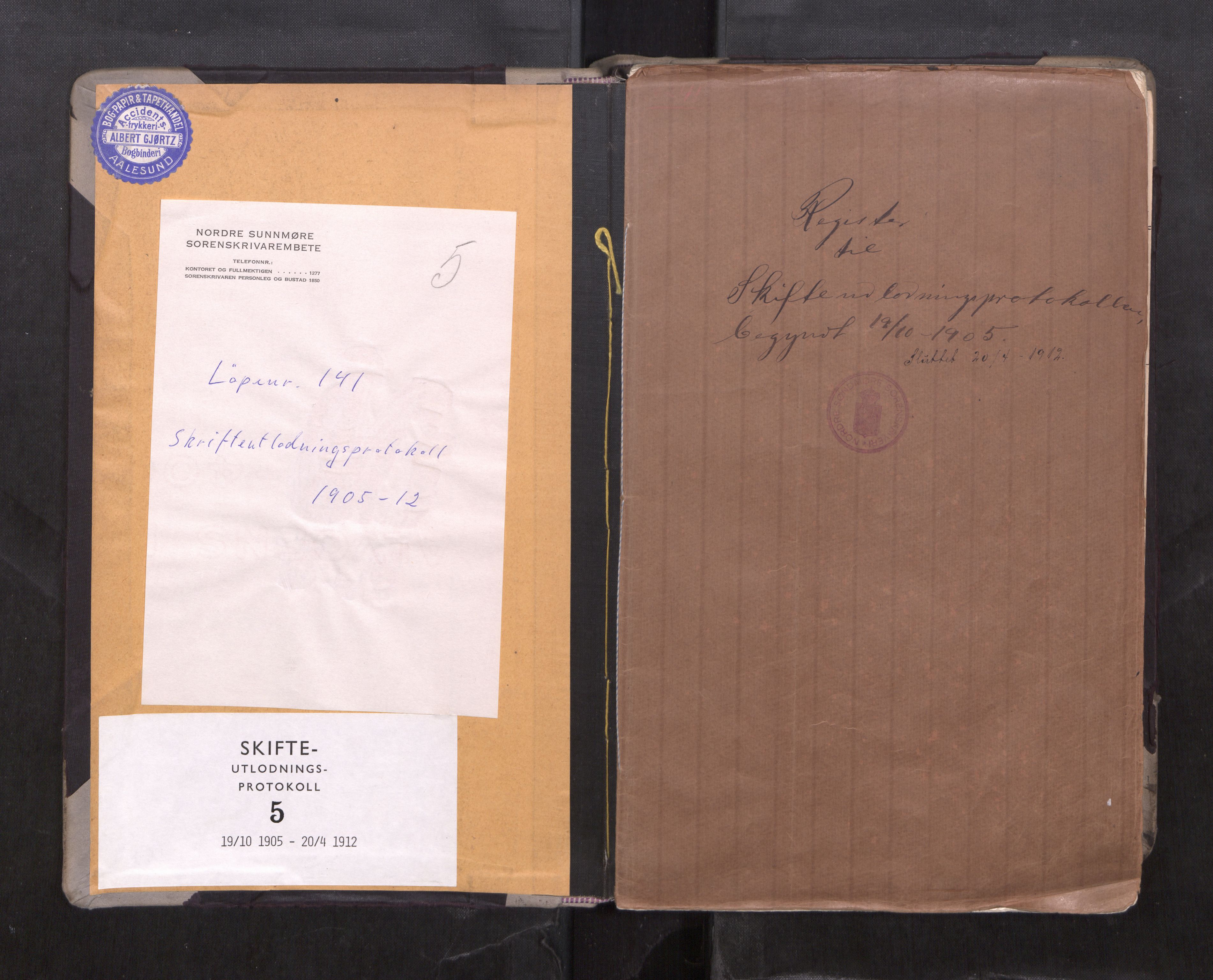 Nordre Sunnmøre sorenskriveri, AV/SAT-A-0006/1/3/3A/L0024: Skiftesluttningsprotokoll 5, 1905-1912