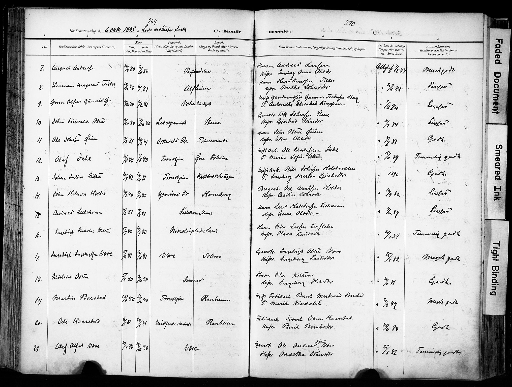 Ministerialprotokoller, klokkerbøker og fødselsregistre - Sør-Trøndelag, AV/SAT-A-1456/606/L0301: Ministerialbok nr. 606A16, 1894-1907, s. 269-270