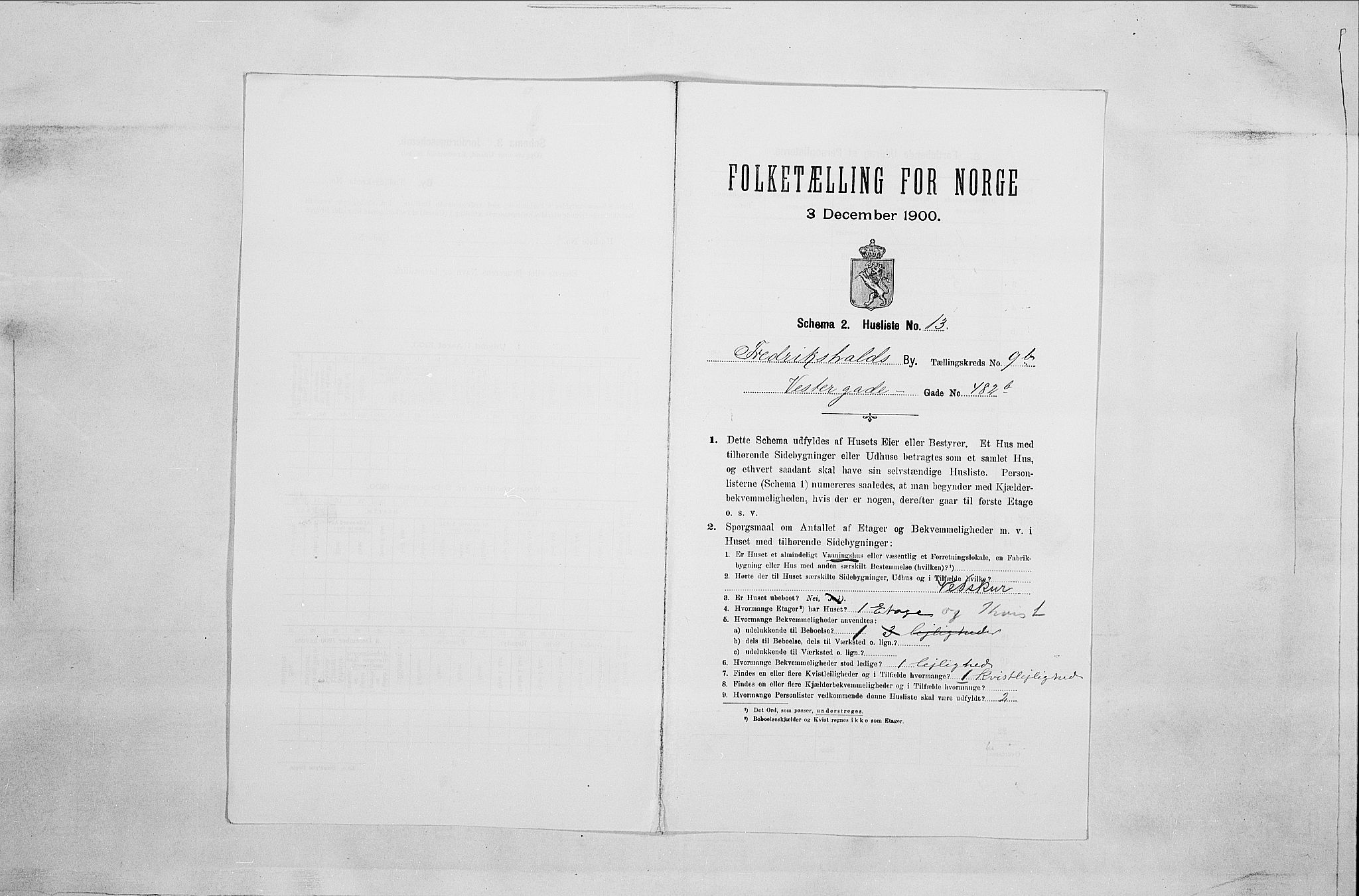 SAO, Folketelling 1900 for 0101 Fredrikshald kjøpstad, 1900