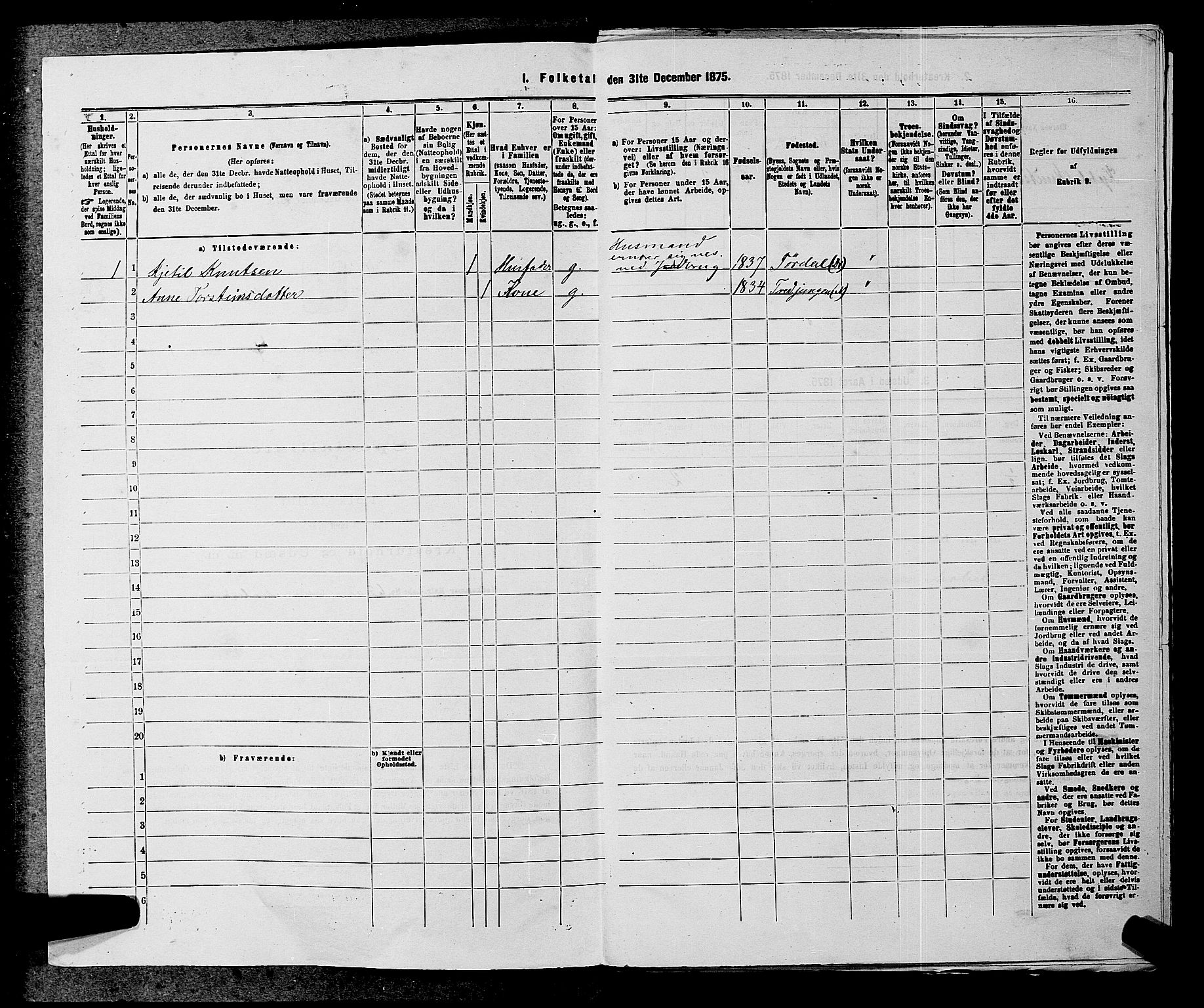 SAKO, Folketelling 1875 for 0817P Drangedal prestegjeld, 1875, s. 415