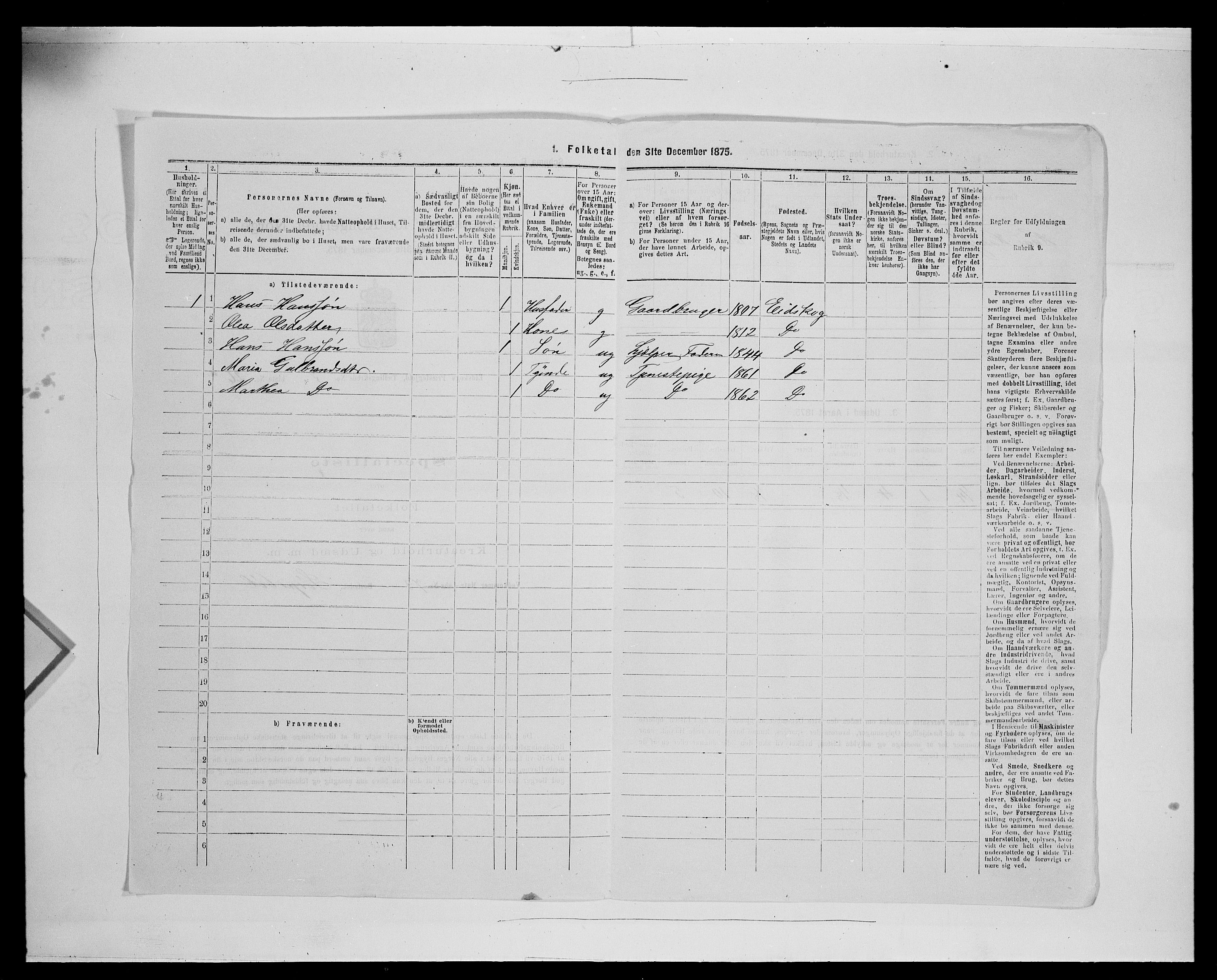 SAH, Folketelling 1875 for 0420P Eidskog prestegjeld, 1875, s. 1285