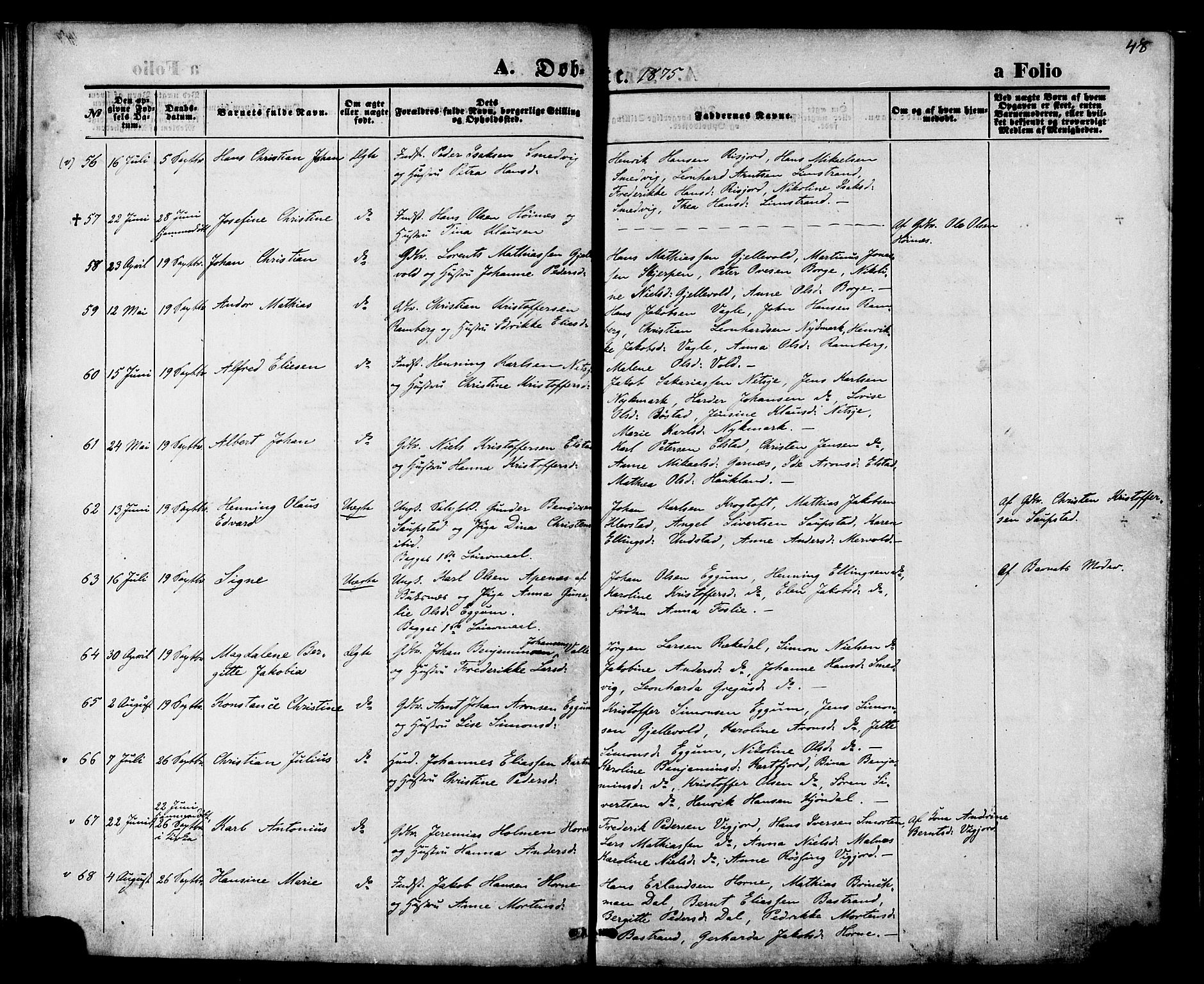 Ministerialprotokoller, klokkerbøker og fødselsregistre - Nordland, SAT/A-1459/880/L1132: Ministerialbok nr. 880A06, 1869-1887, s. 48