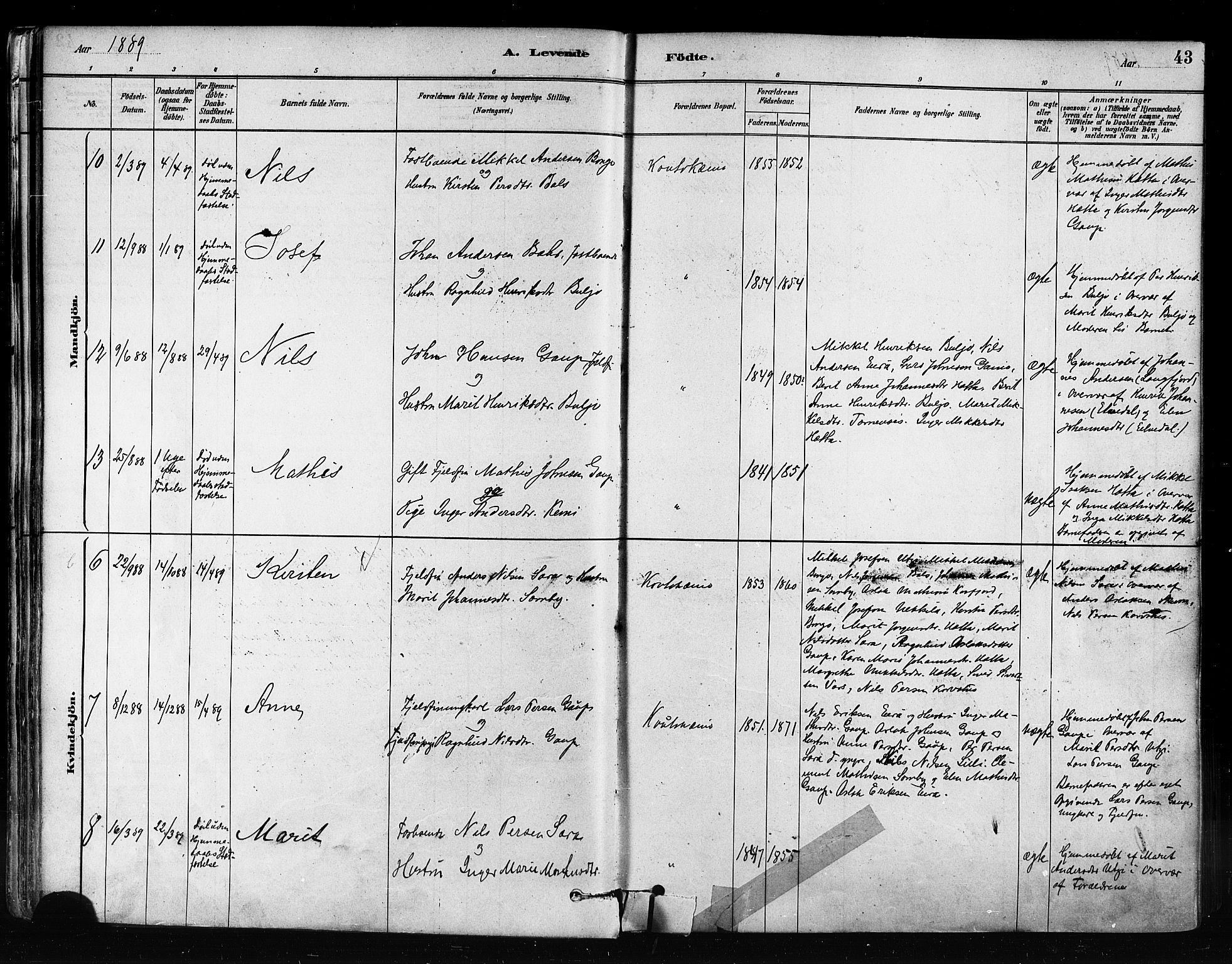Kautokeino sokneprestembete, AV/SATØ-S-1340/H/Ha/L0004.kirke: Ministerialbok nr. 4, 1877-1896, s. 43