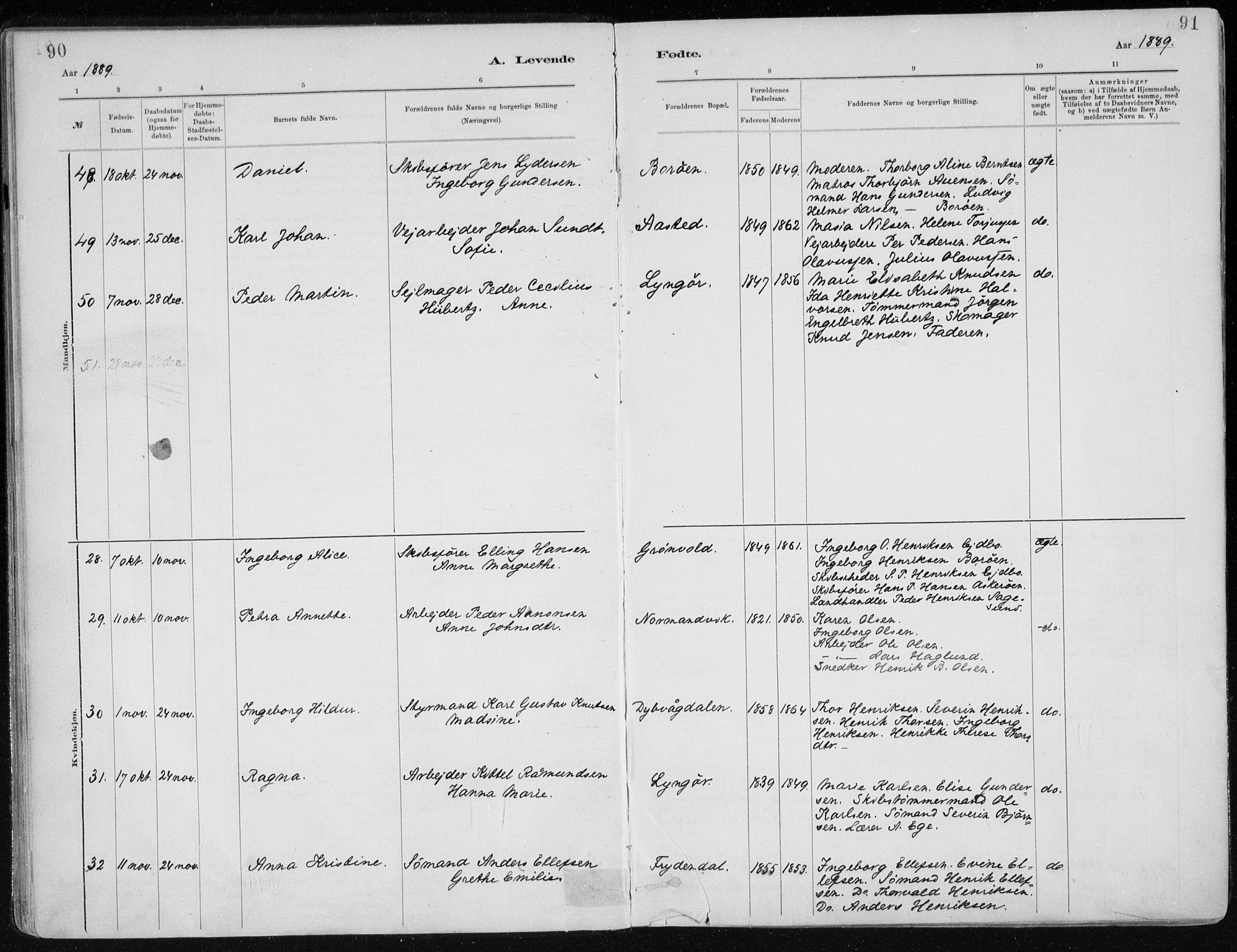 Dypvåg sokneprestkontor, SAK/1111-0007/F/Fa/Faa/L0008: Ministerialbok nr. A 8, 1885-1906, s. 90-91
