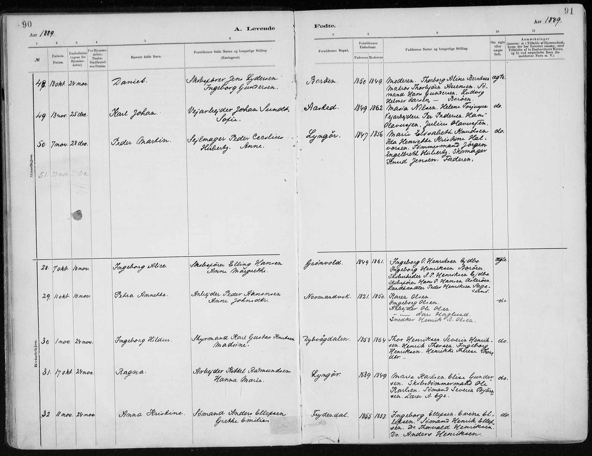 Dypvåg sokneprestkontor, AV/SAK-1111-0007/F/Fa/Faa/L0008: Ministerialbok nr. A 8, 1885-1906, s. 90-91