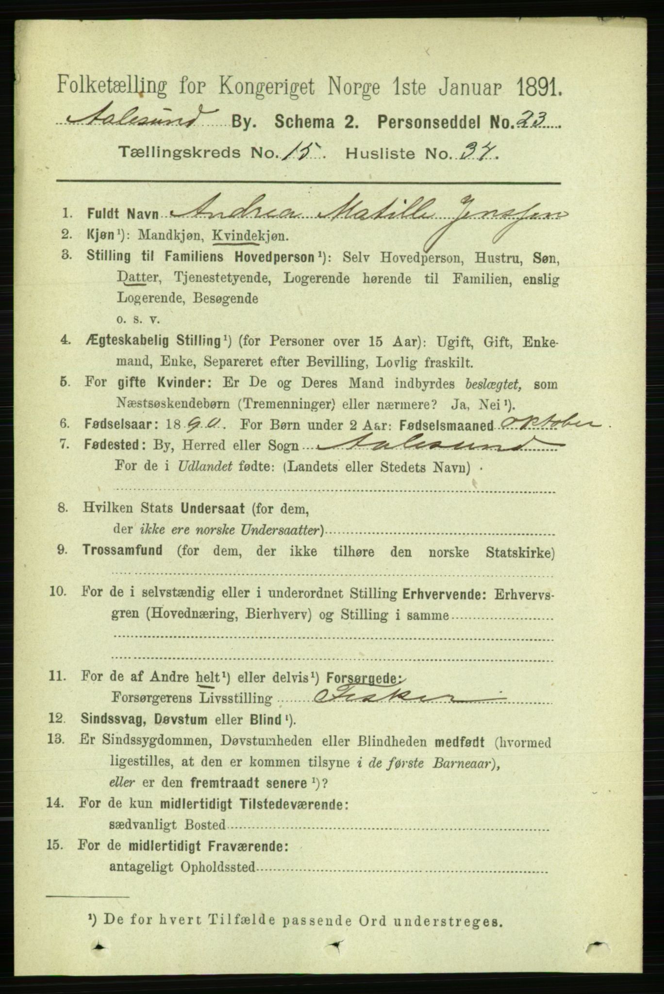 RA, Folketelling 1891 for 1501 Ålesund kjøpstad, 1891, s. 9402