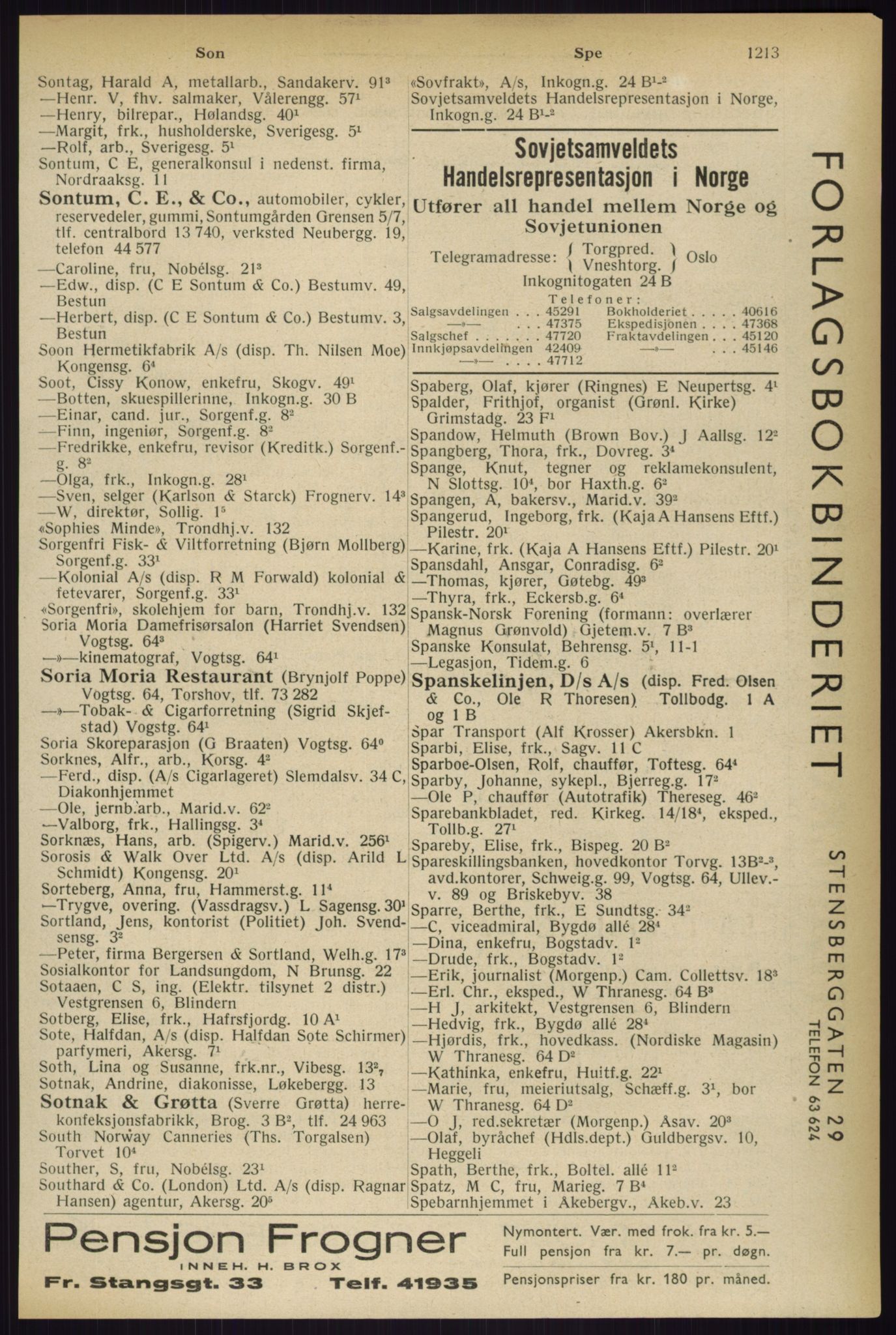 Kristiania/Oslo adressebok, PUBL/-, 1933, s. 1213