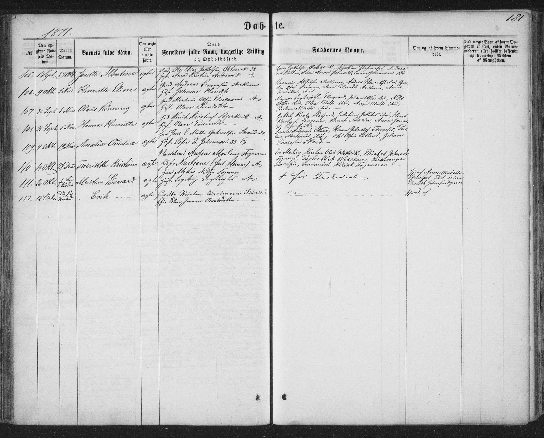 Ministerialprotokoller, klokkerbøker og fødselsregistre - Nordland, AV/SAT-A-1459/863/L0896: Ministerialbok nr. 863A08, 1861-1871, s. 181