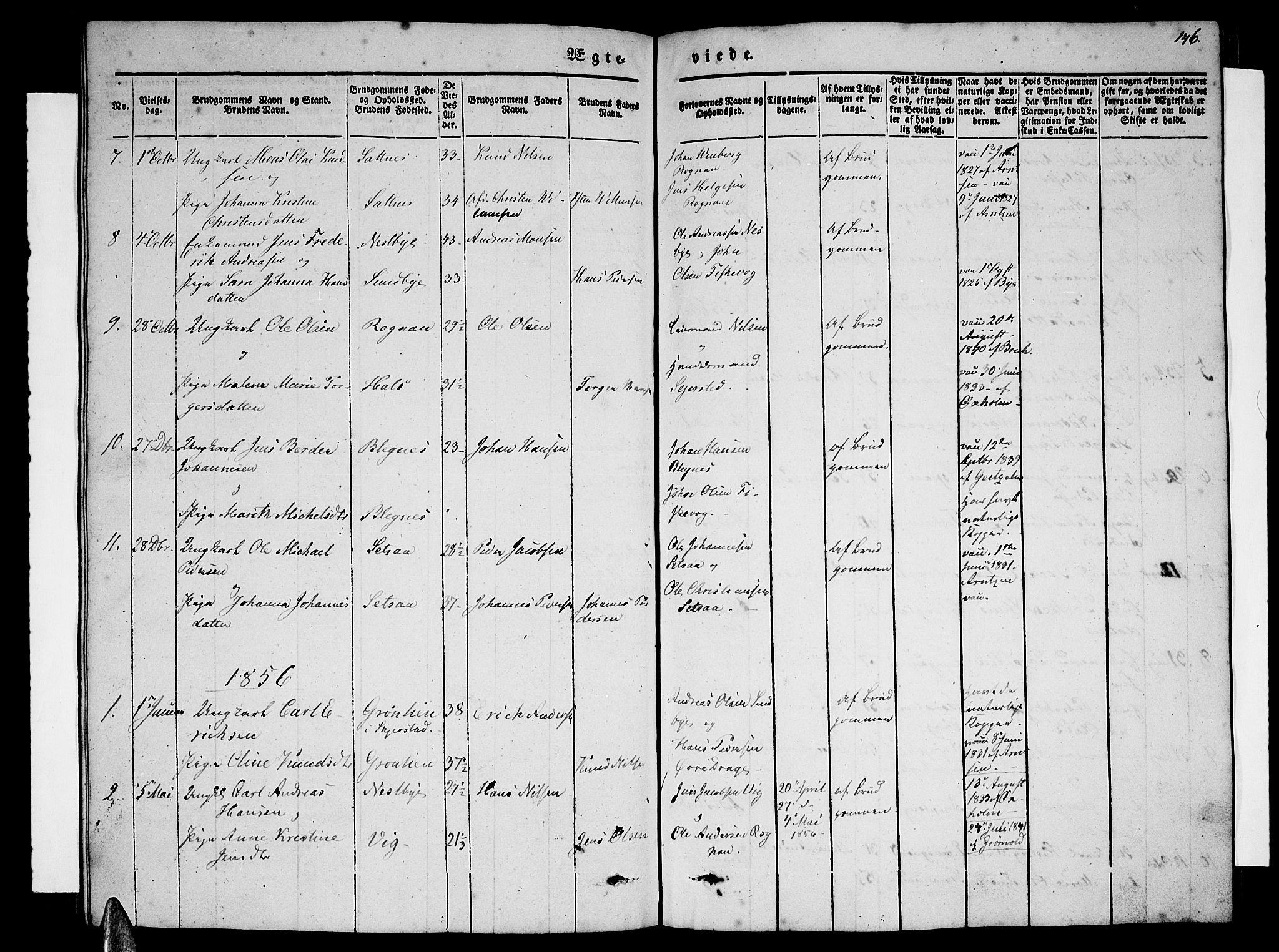 Ministerialprotokoller, klokkerbøker og fødselsregistre - Nordland, AV/SAT-A-1459/847/L0678: Klokkerbok nr. 847C06, 1854-1870, s. 146