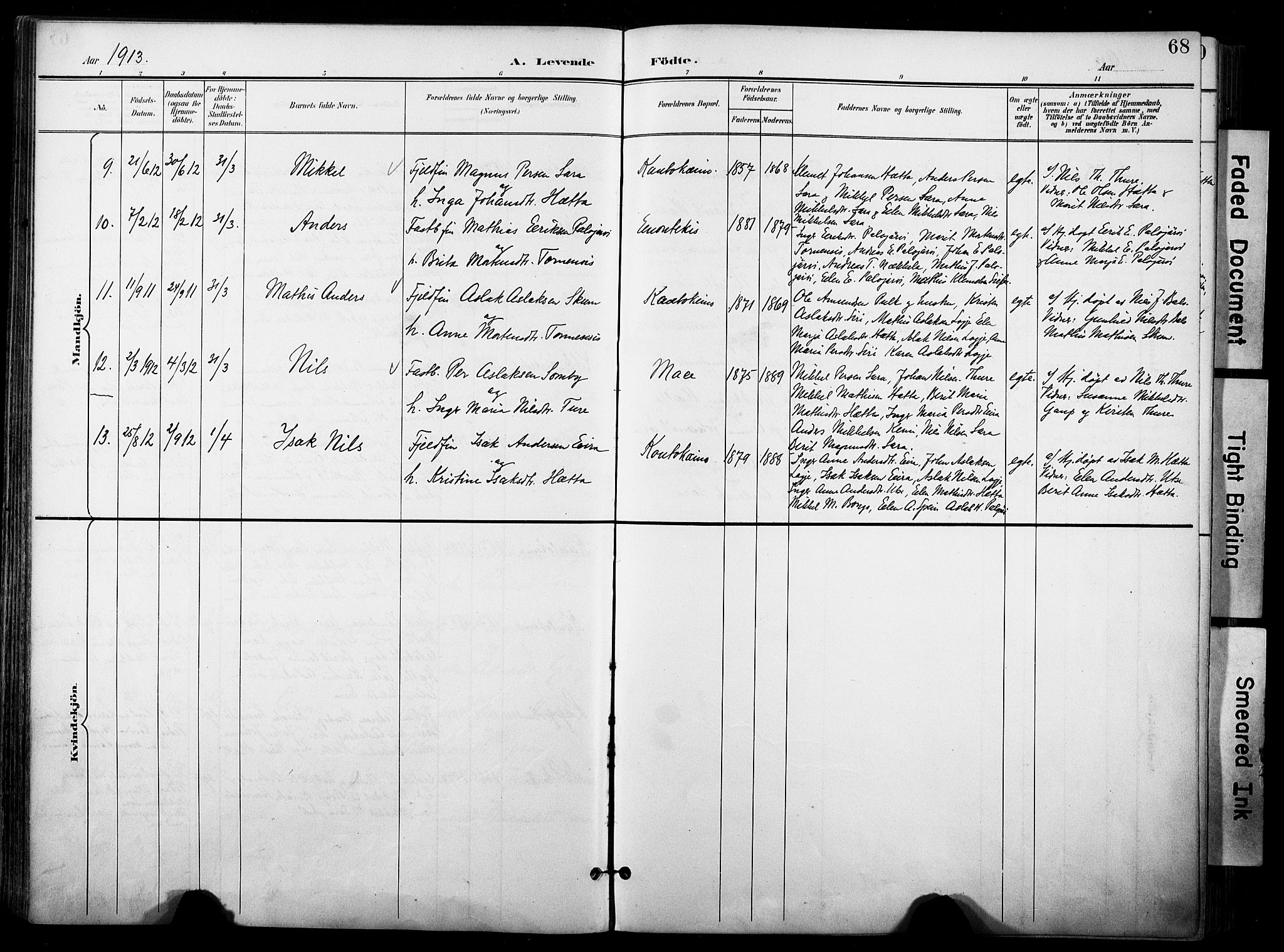 Kautokeino sokneprestembete, AV/SATØ-S-1340/H/Ha/L0005.kirke: Ministerialbok nr. 5, 1896-1916, s. 68