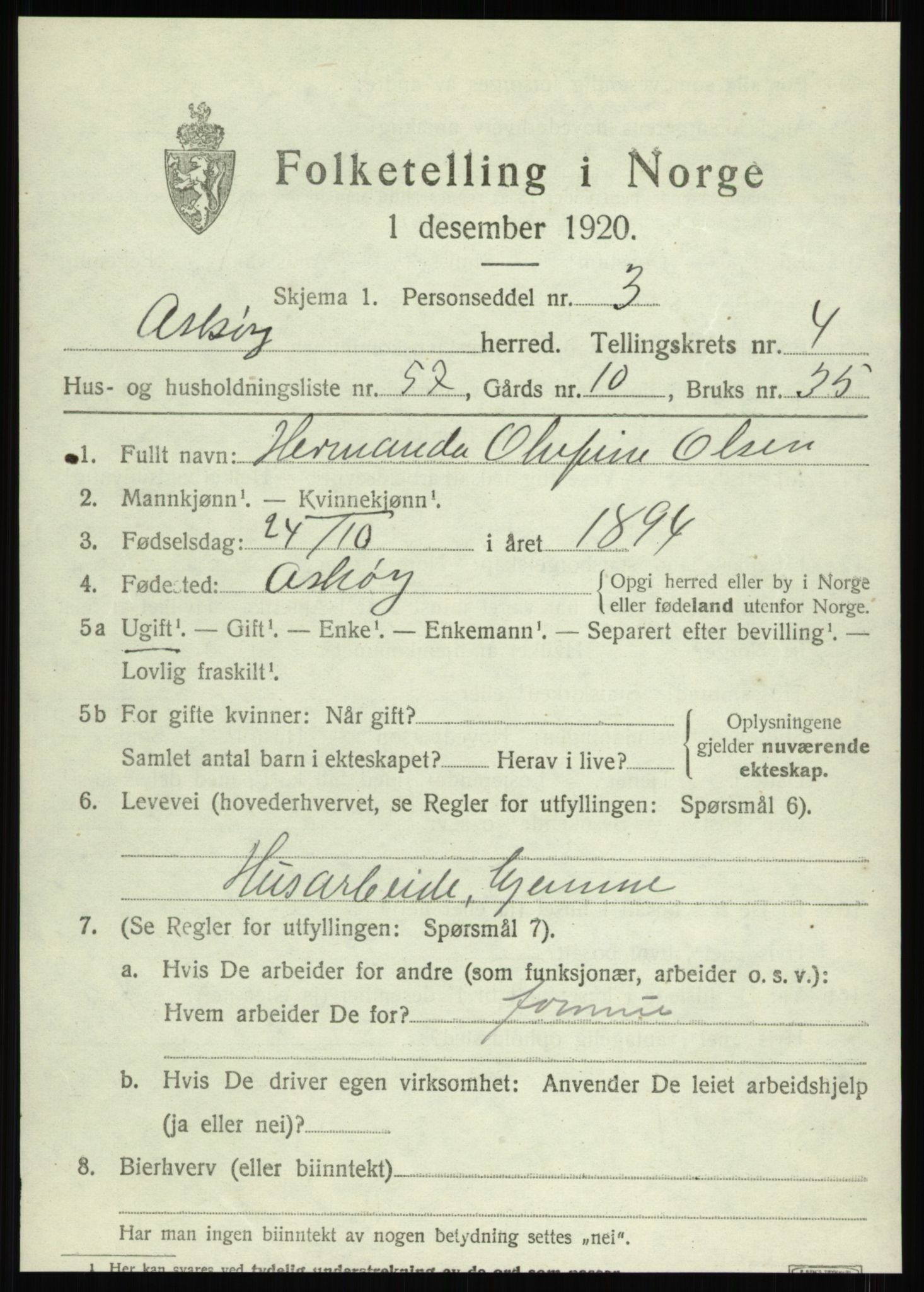 SAB, Folketelling 1920 for 1247 Askøy herred, 1920, s. 8358