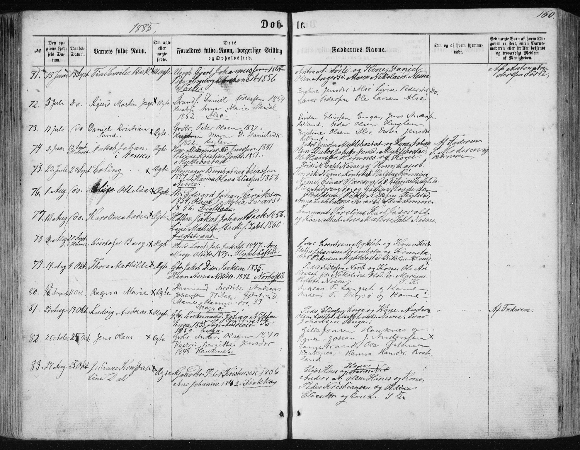 Ministerialprotokoller, klokkerbøker og fødselsregistre - Nordland, AV/SAT-A-1459/838/L0556: Klokkerbok nr. 838C03, 1861-1893, s. 160