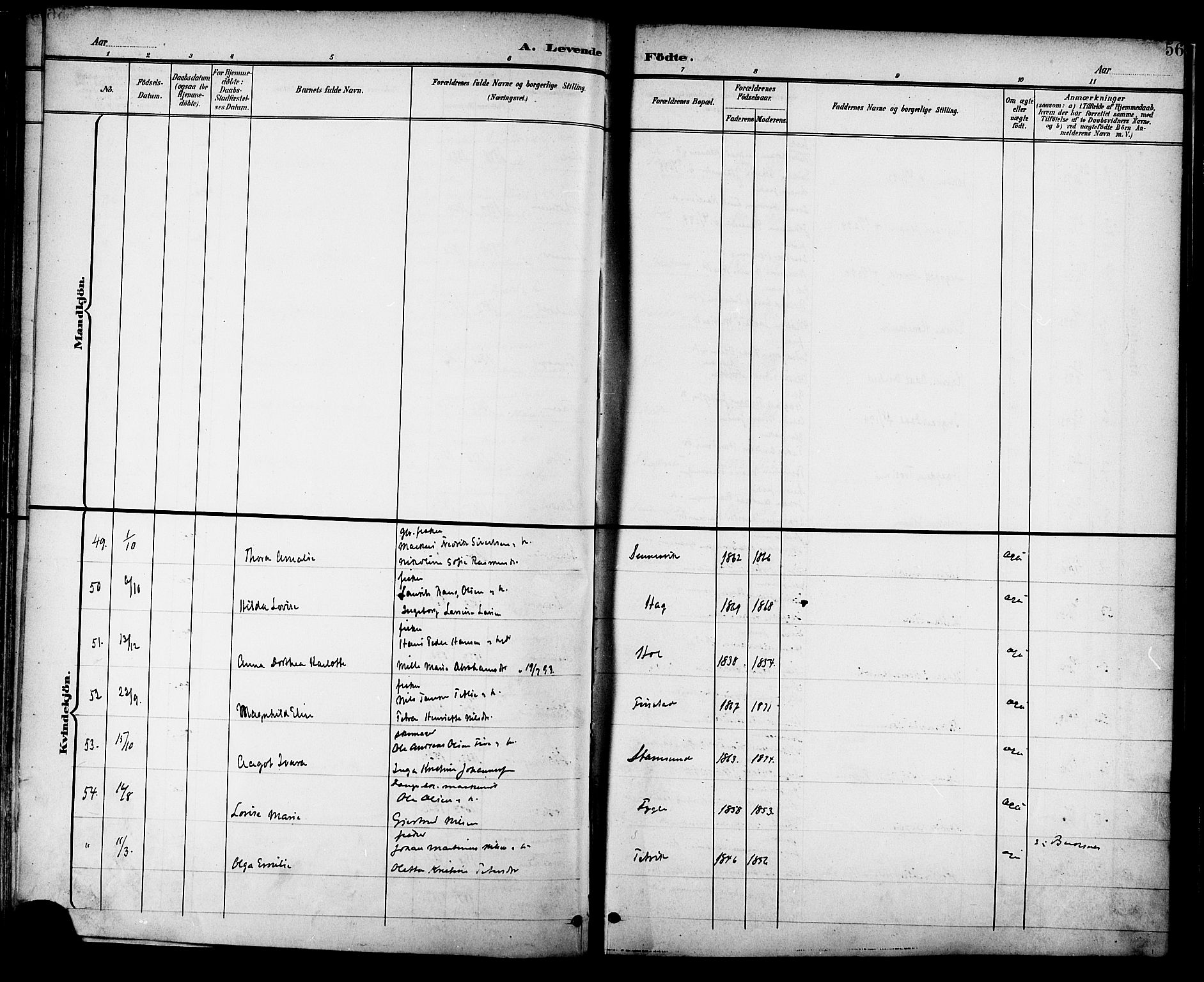 Ministerialprotokoller, klokkerbøker og fødselsregistre - Nordland, SAT/A-1459/882/L1179: Ministerialbok nr. 882A01, 1886-1898, s. 56