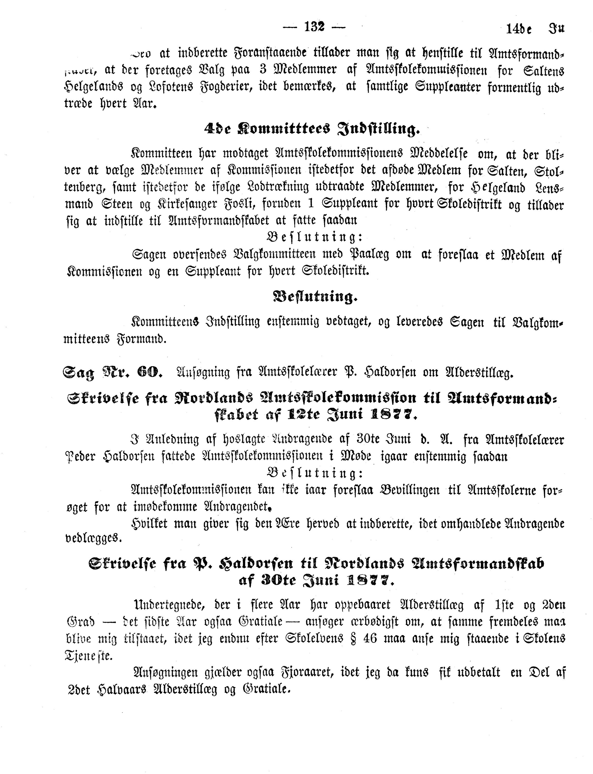 Nordland Fylkeskommune. Fylkestinget, AIN/NFK-17/176/A/Ac/L0011: Fylkestingsforhandlinger 1877, 1877