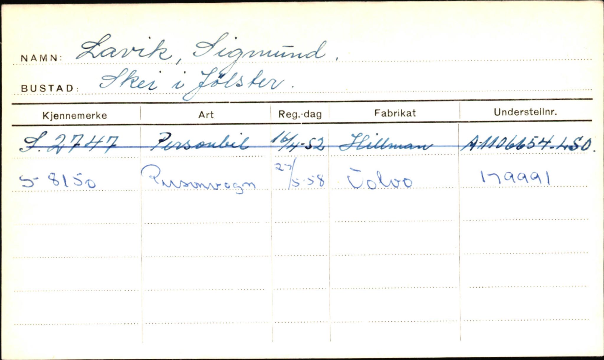Statens vegvesen, Sogn og Fjordane vegkontor, AV/SAB-A-5301/4/F/L0001B: Eigarregister Fjordane til 1.6.1961, 1930-1961, s. 450