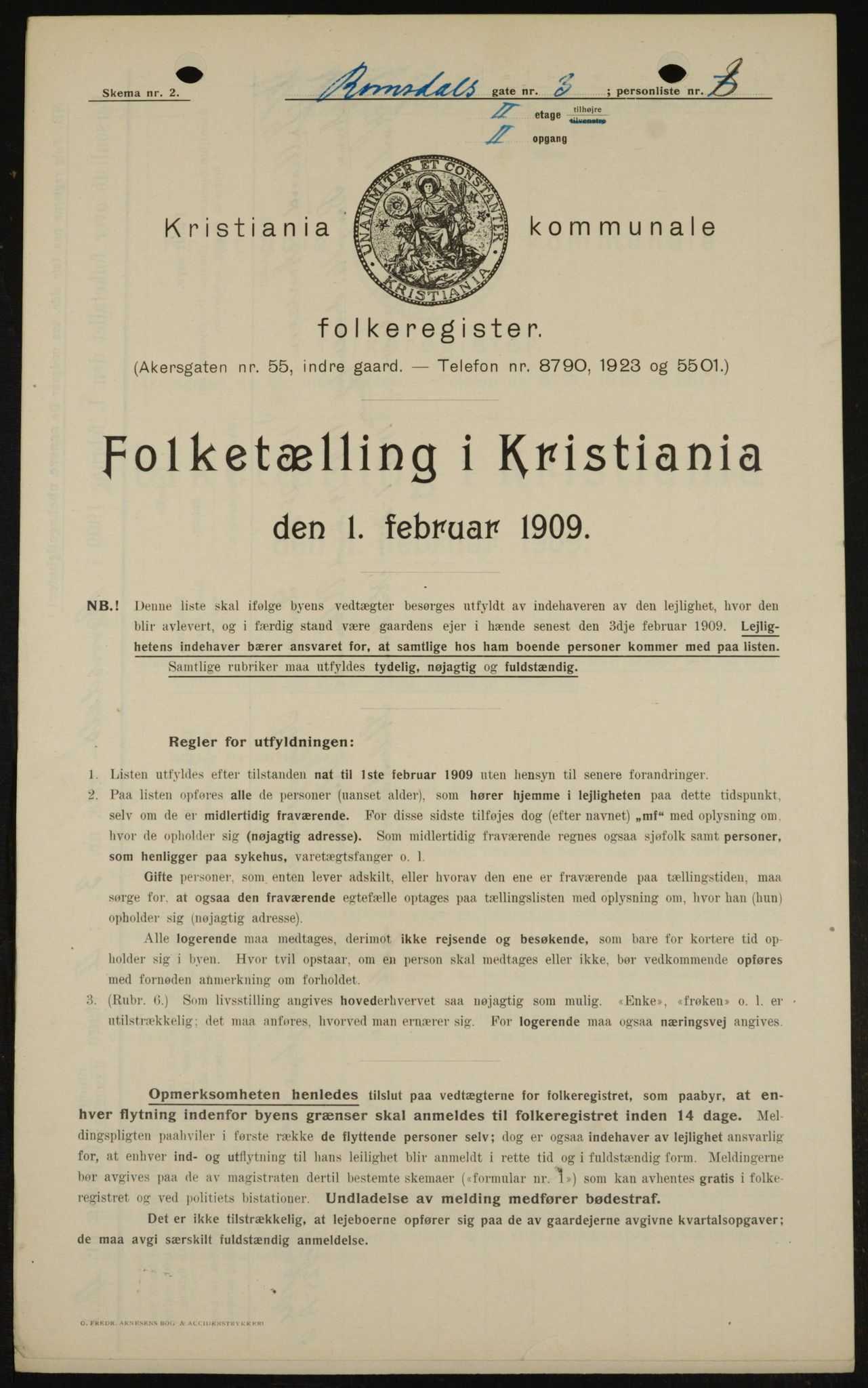 OBA, Kommunal folketelling 1.2.1909 for Kristiania kjøpstad, 1909, s. 75430