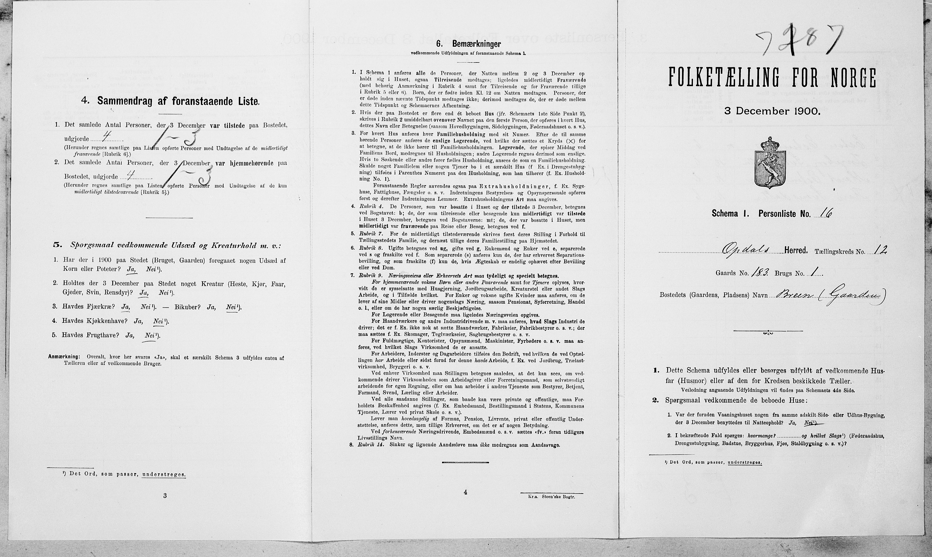 SAT, Folketelling 1900 for 1634 Oppdal herred, 1900, s. 982