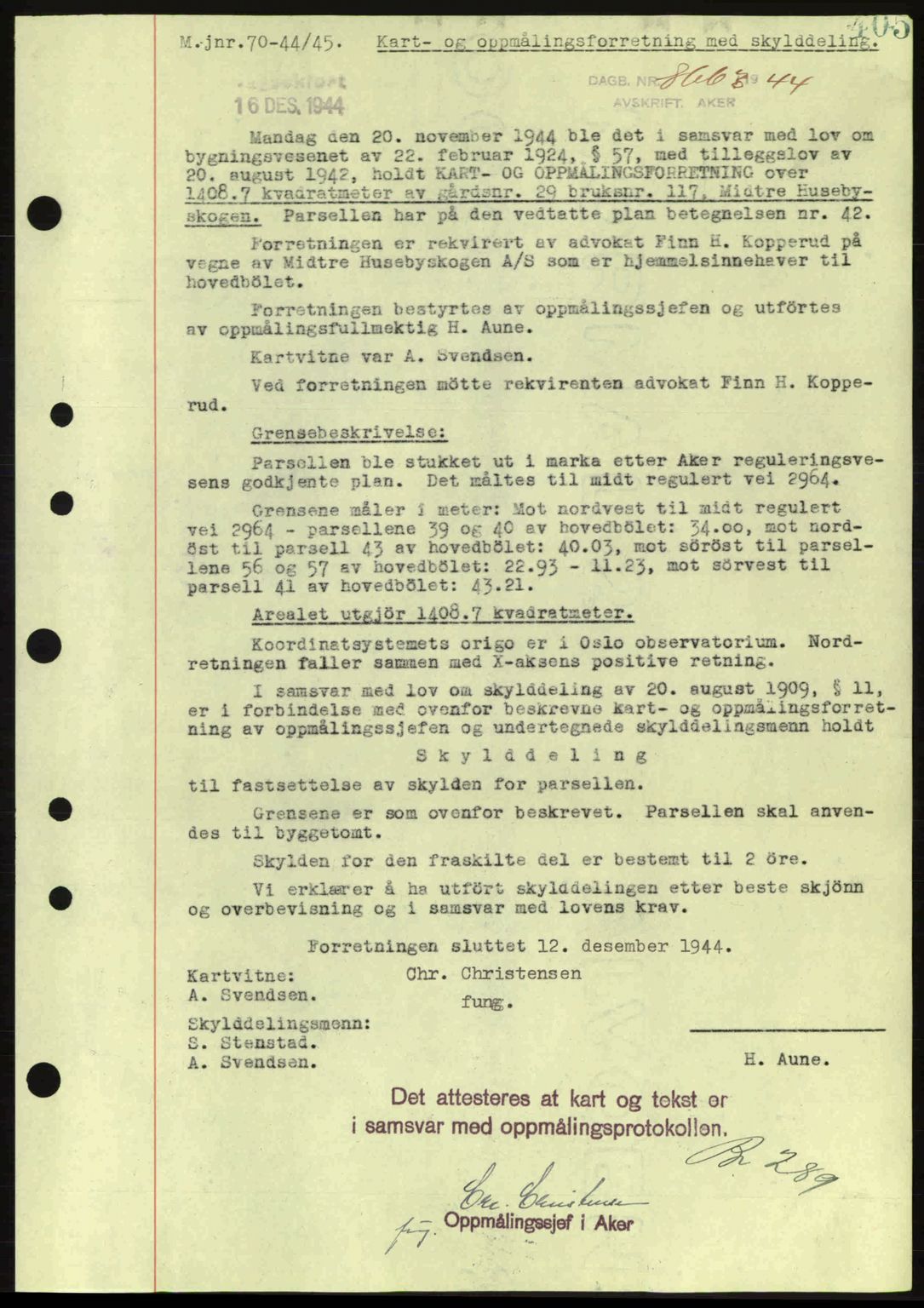 Aker herredsskriveri, SAO/A-10896/G/Gb/Gba/Gbab/L0063: Pantebok nr. A184-185, 1944-1945, Dagboknr: 8663/1944