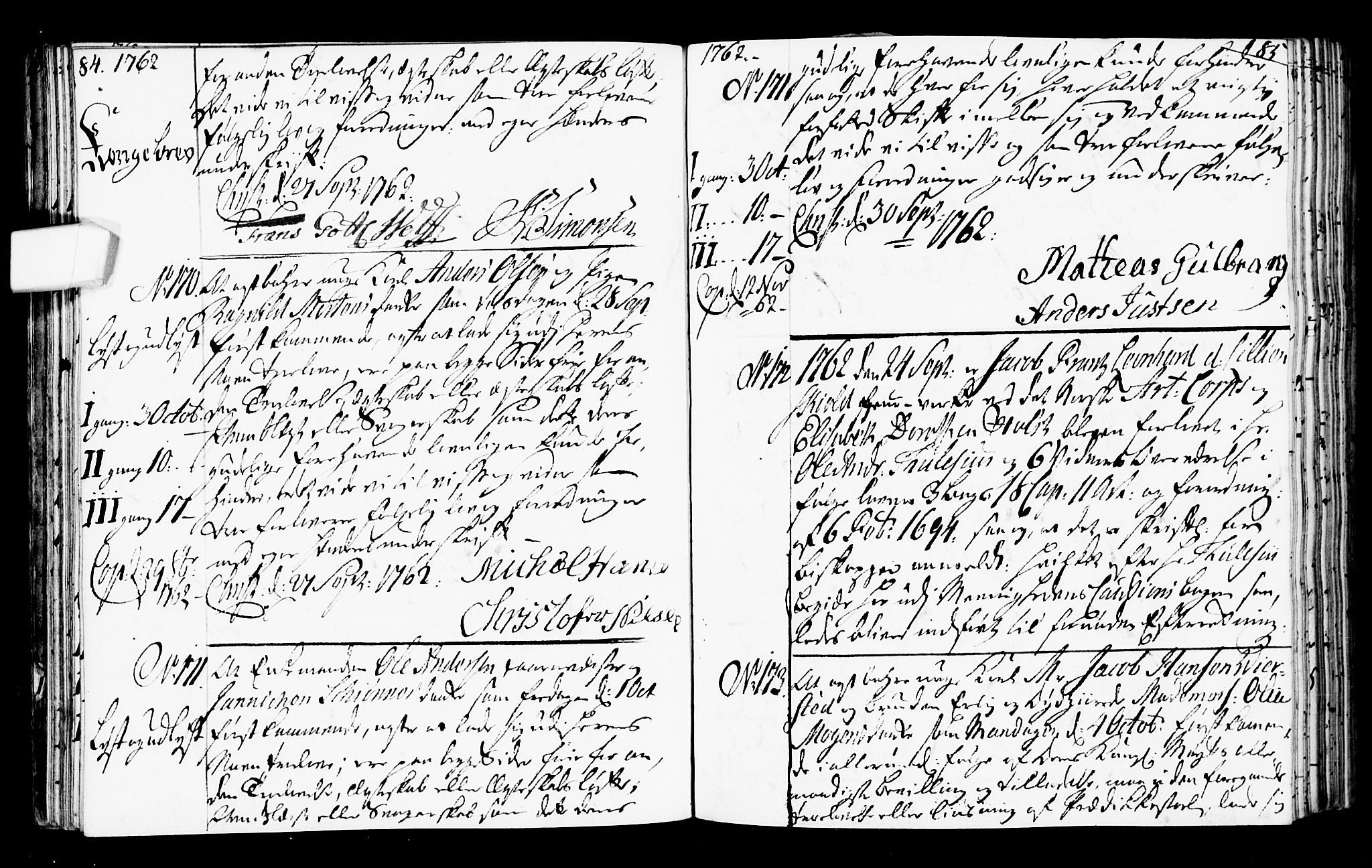 Oslo domkirke Kirkebøker, SAO/A-10752/L/La/L0008: Forlovererklæringer nr. 8, 1759-1769, s. 84-85