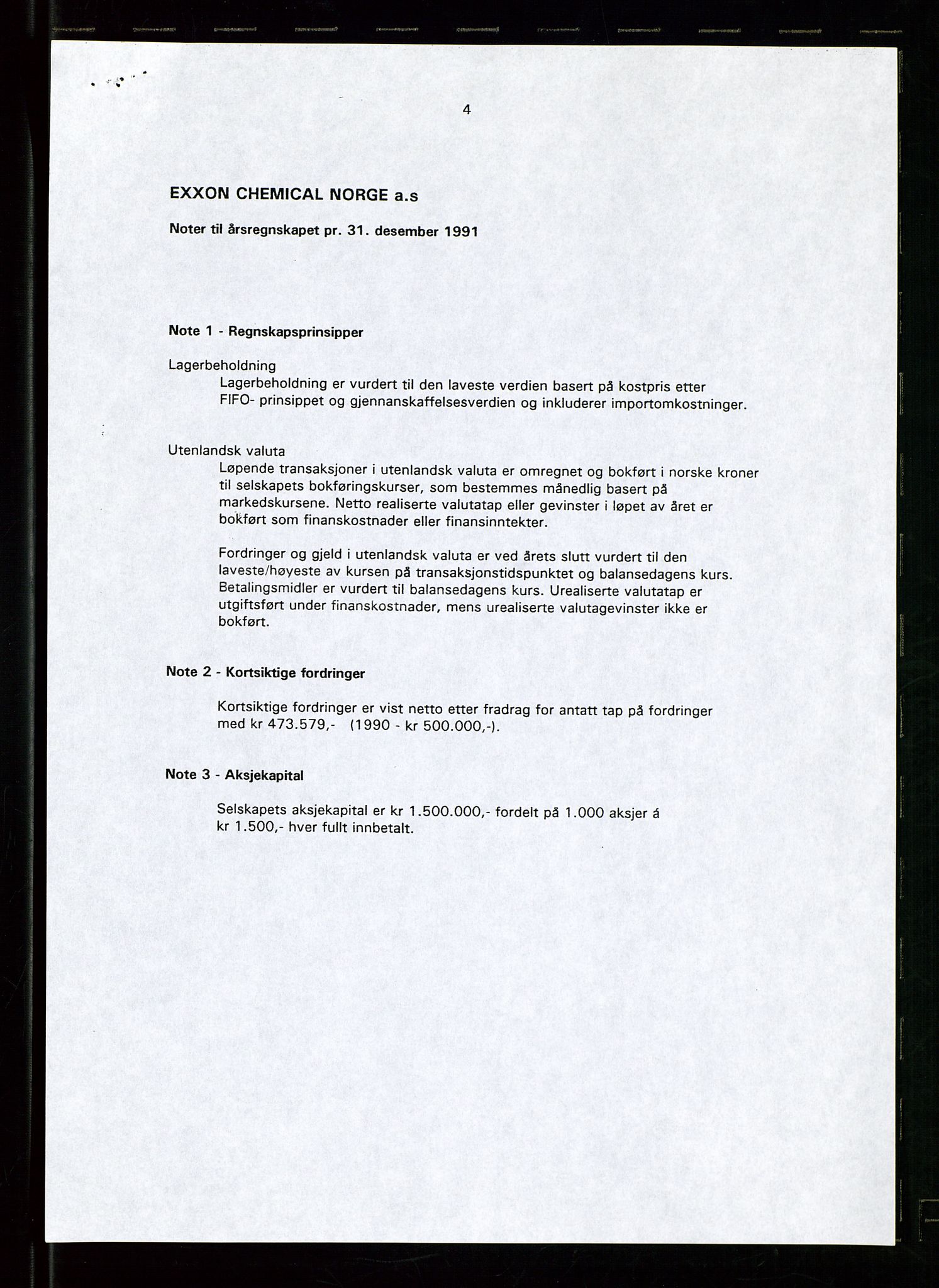 PA 1538 - Exxon Chemical Norge A/S, AV/SAST-A-101958/A/Aa/L0002/0003: Styredokumenter / Styremøter og generalforsamling, 1992-1995