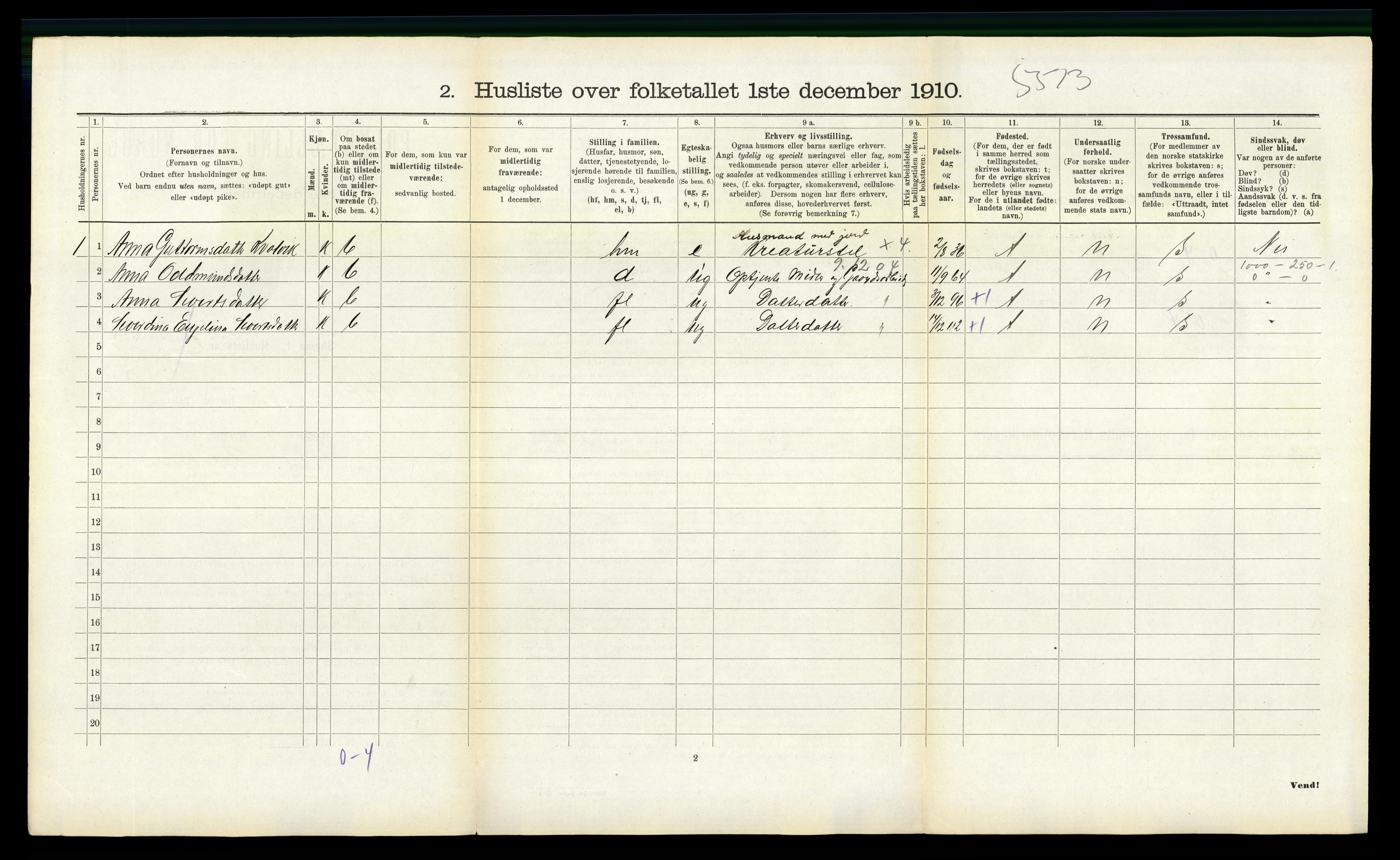 RA, Folketelling 1910 for 1230 Ullensvang herred, 1910, s. 1476