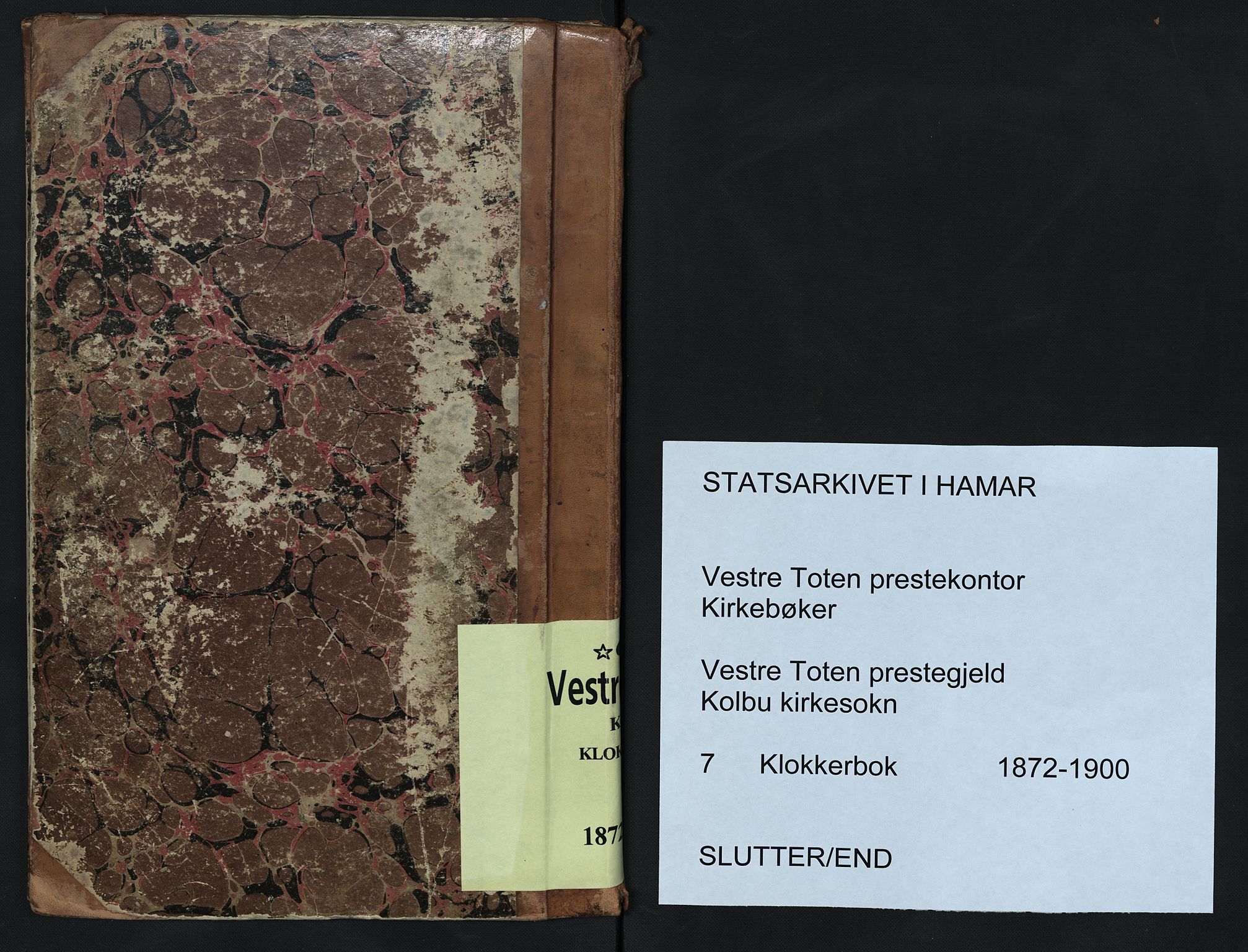 Vestre Toten prestekontor, SAH/PREST-108/H/Ha/Hab/L0007: Klokkerbok nr. 7, 1872-1900