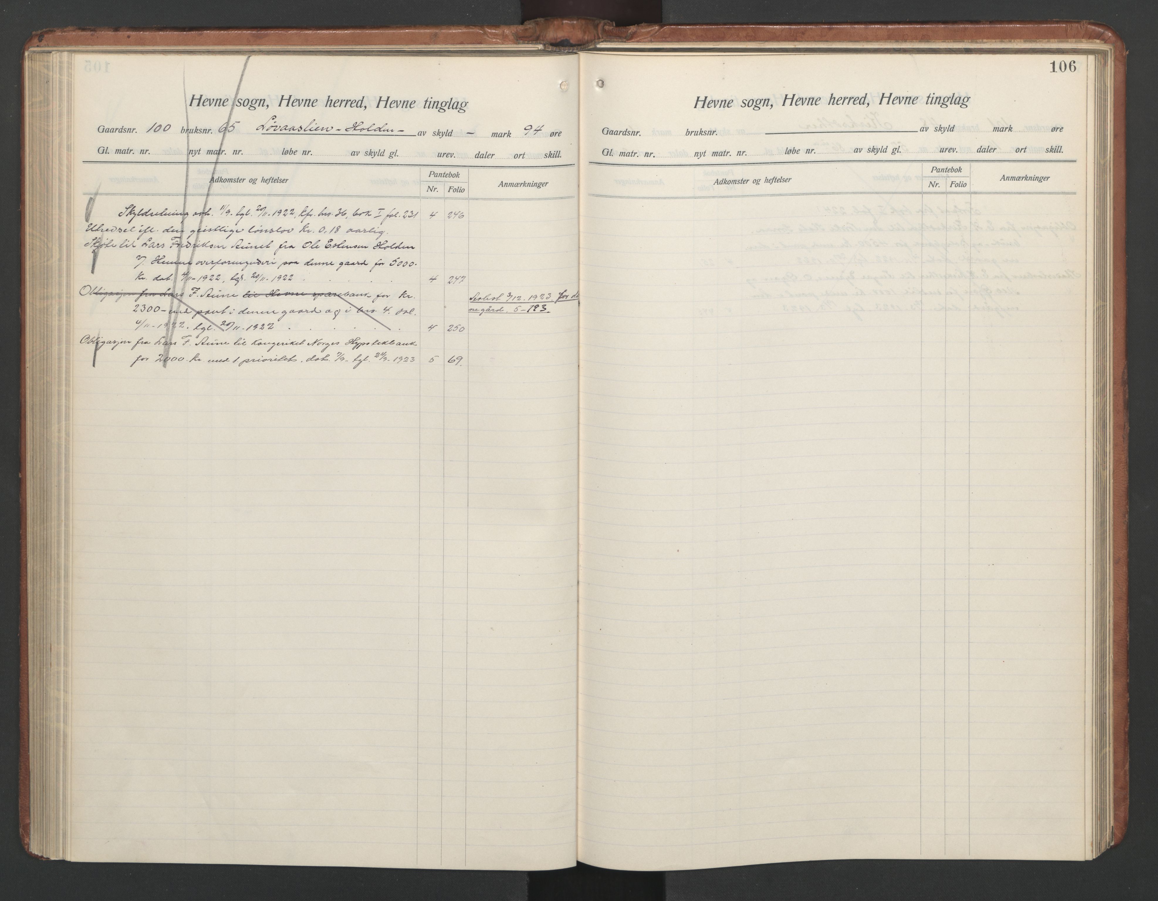 Hitra sorenskriveri, AV/SAT-A-0018/2/2A/L0021: Panteregister nr. 21, s. 106