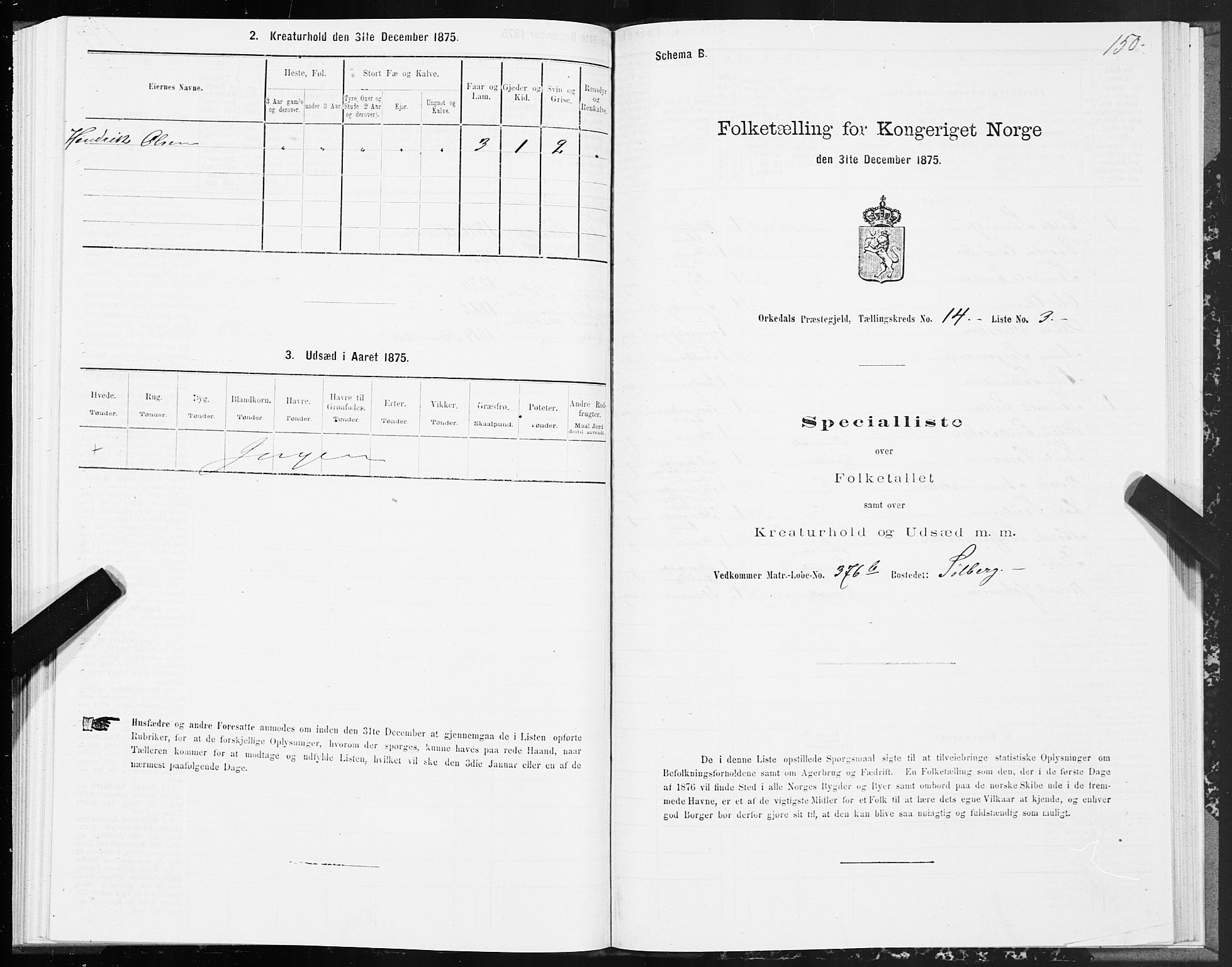 SAT, Folketelling 1875 for 1638P Orkdal prestegjeld, 1875, s. 7150