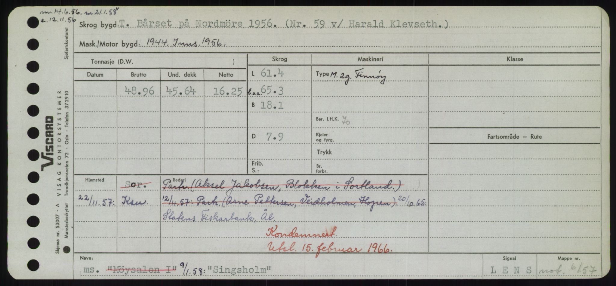 Sjøfartsdirektoratet med forløpere, Skipsmålingen, RA/S-1627/H/Hd/L0033: Fartøy, Sevi-Sjø, s. 199