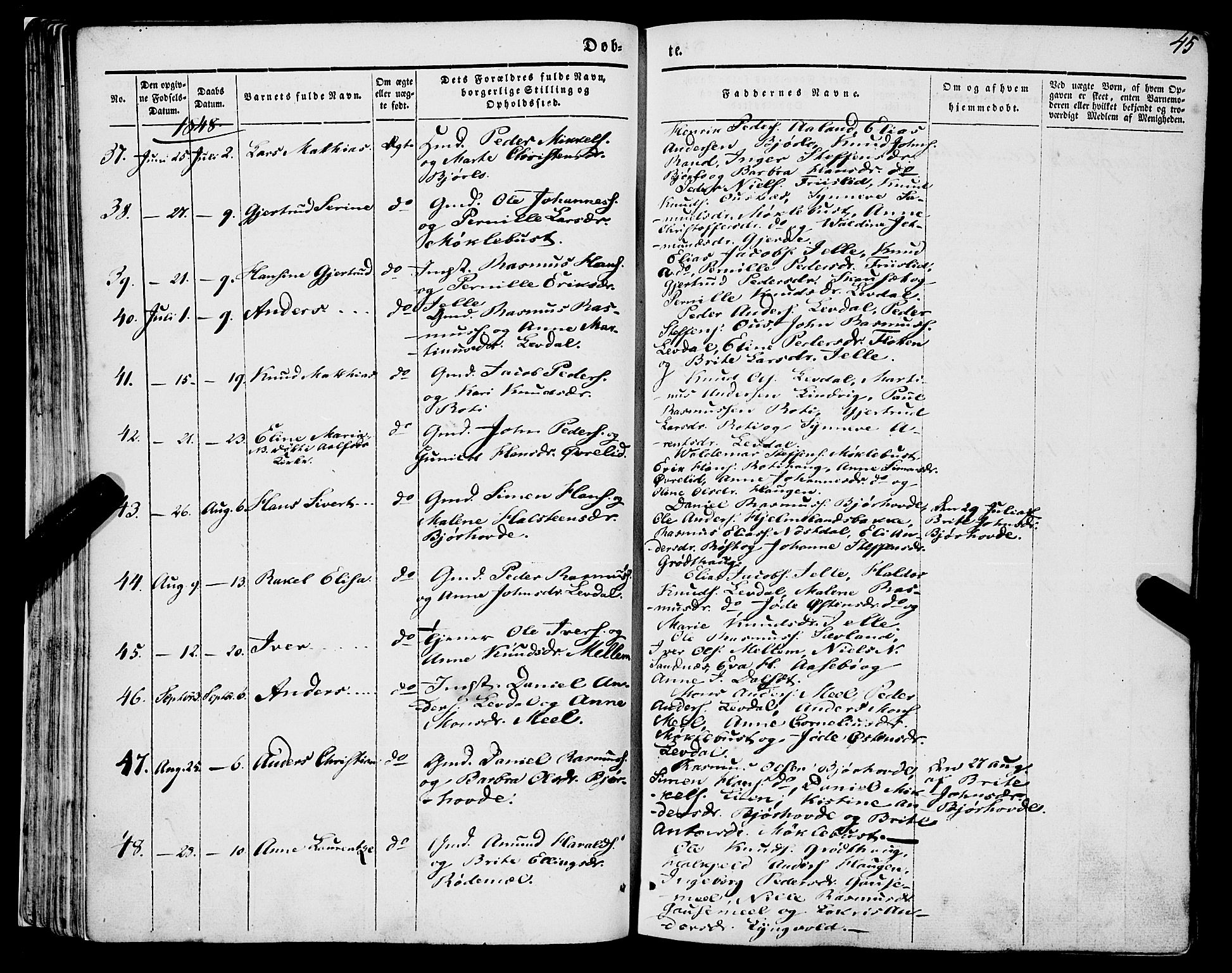 Eid sokneprestembete, AV/SAB-A-82301/H/Haa/Haaa/L0007: Ministerialbok nr. A 7, 1844-1858, s. 45