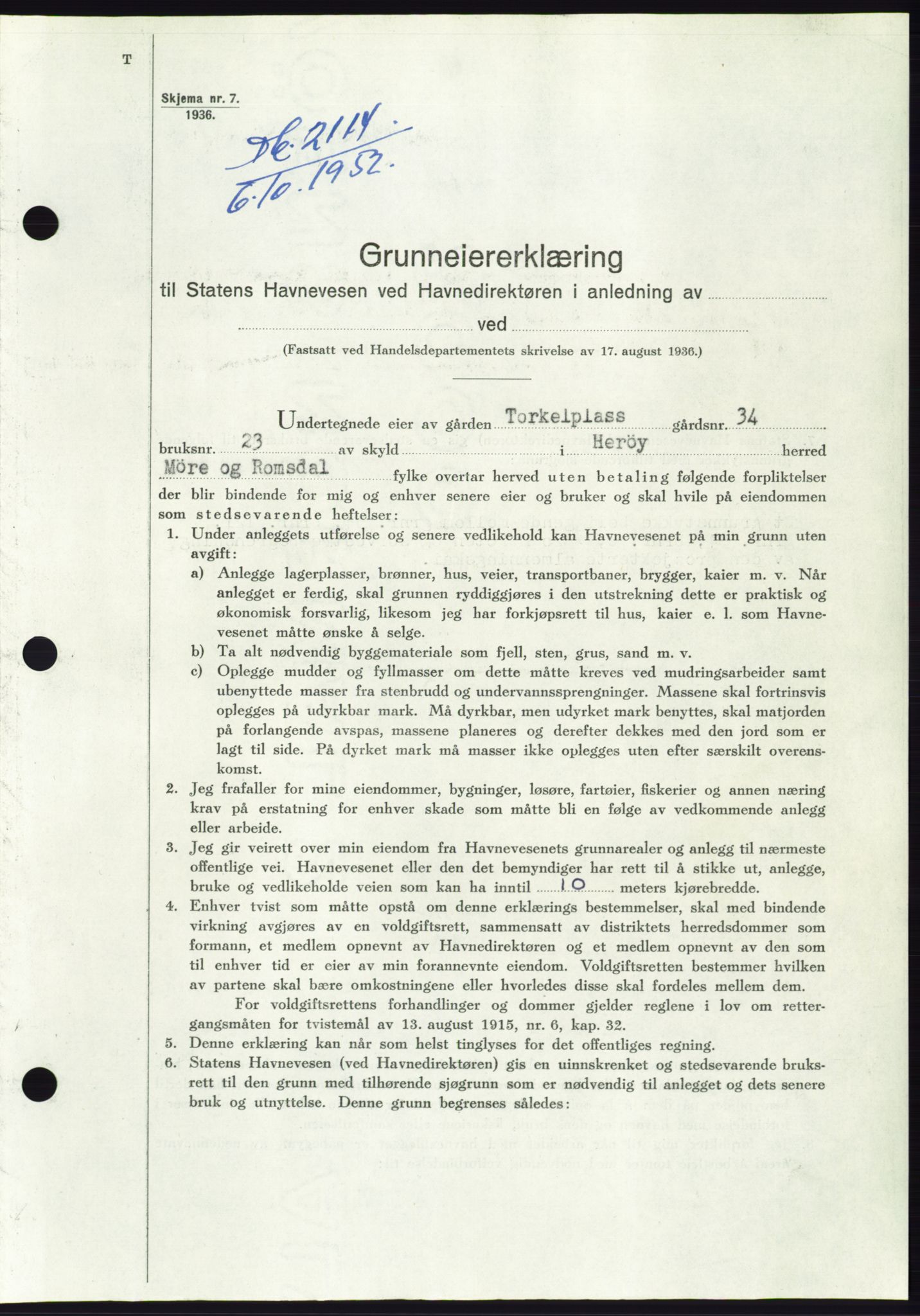 Søre Sunnmøre sorenskriveri, AV/SAT-A-4122/1/2/2C/L0093: Pantebok nr. 19A, 1952-1953, Dagboknr: 2114/1952
